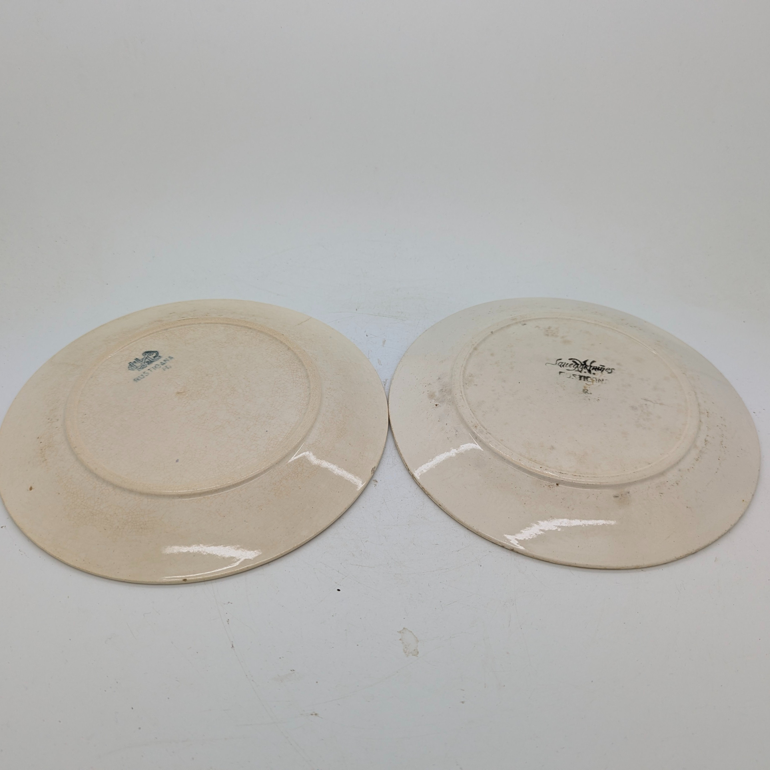 2 anciennes assiettes à dessert SARREGUEMINES Tampons datés de 1875-1910 décor floral Très bon état - Vue 3 - 