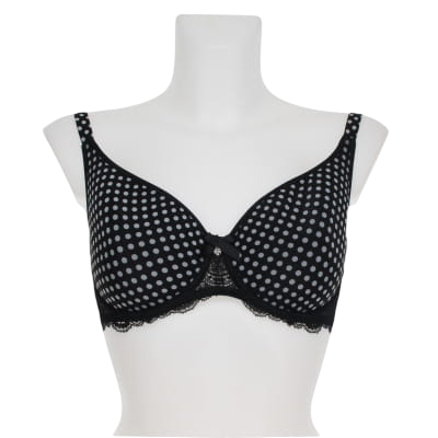 Soutien gorge  pois blancs et dentelle avec armatures - Taille 95D - la redoute - Modalova
