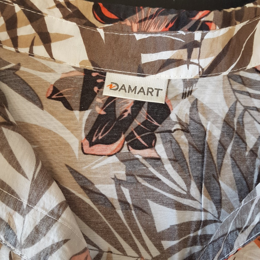 Robe chemise imprimé exotique marron et orange - DAMART - Taille 42 estimé - Photo 5