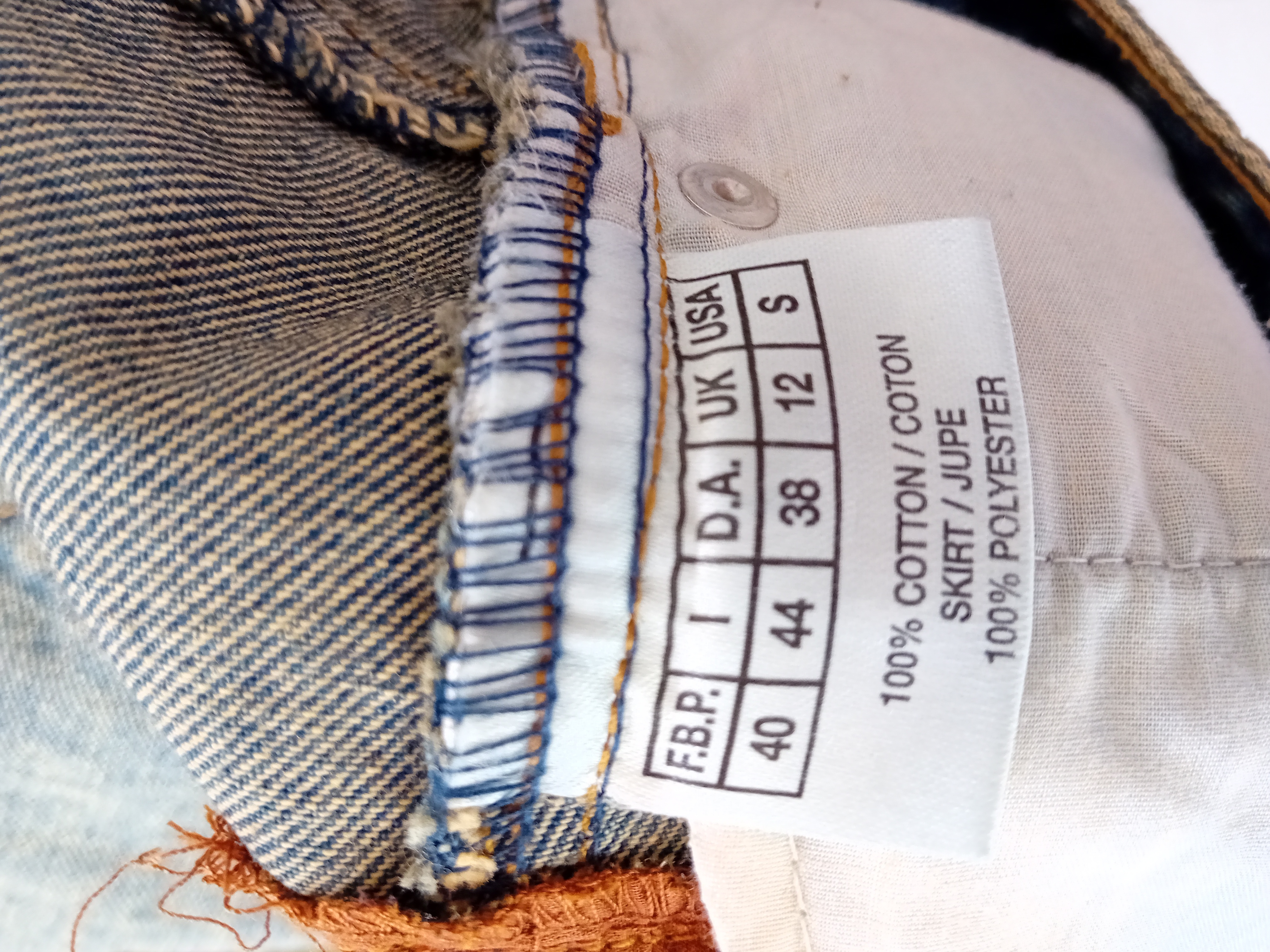 Jupe Topstudio En Jean Délavé Et Voile Imprimé Cachemire M (T4981) Très bon état - Vue 6 - 