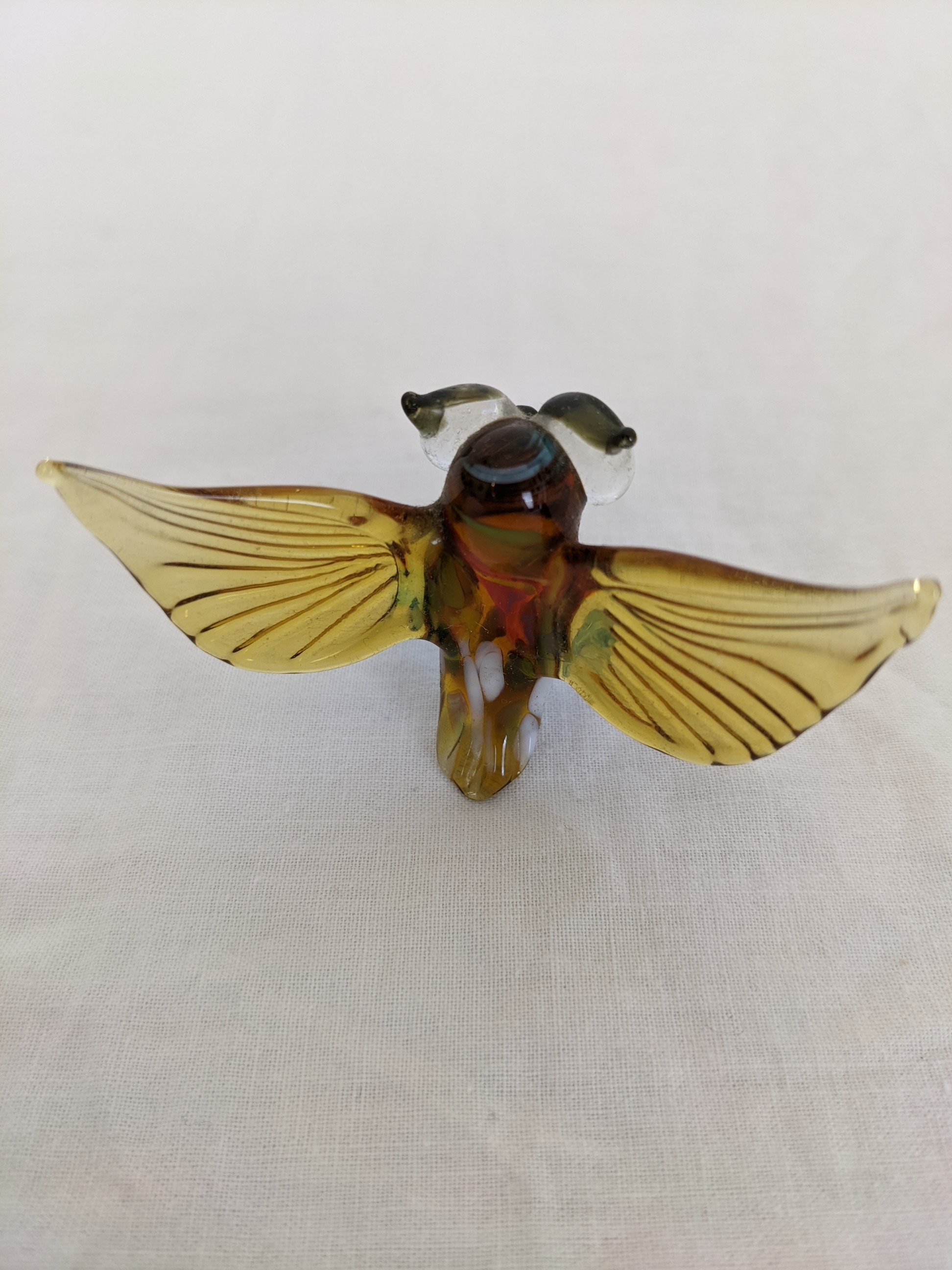 Hibou Décoratif En Verre Milieu De Siècle - Brillant Cadmium - Presse-Papiers Vintage
