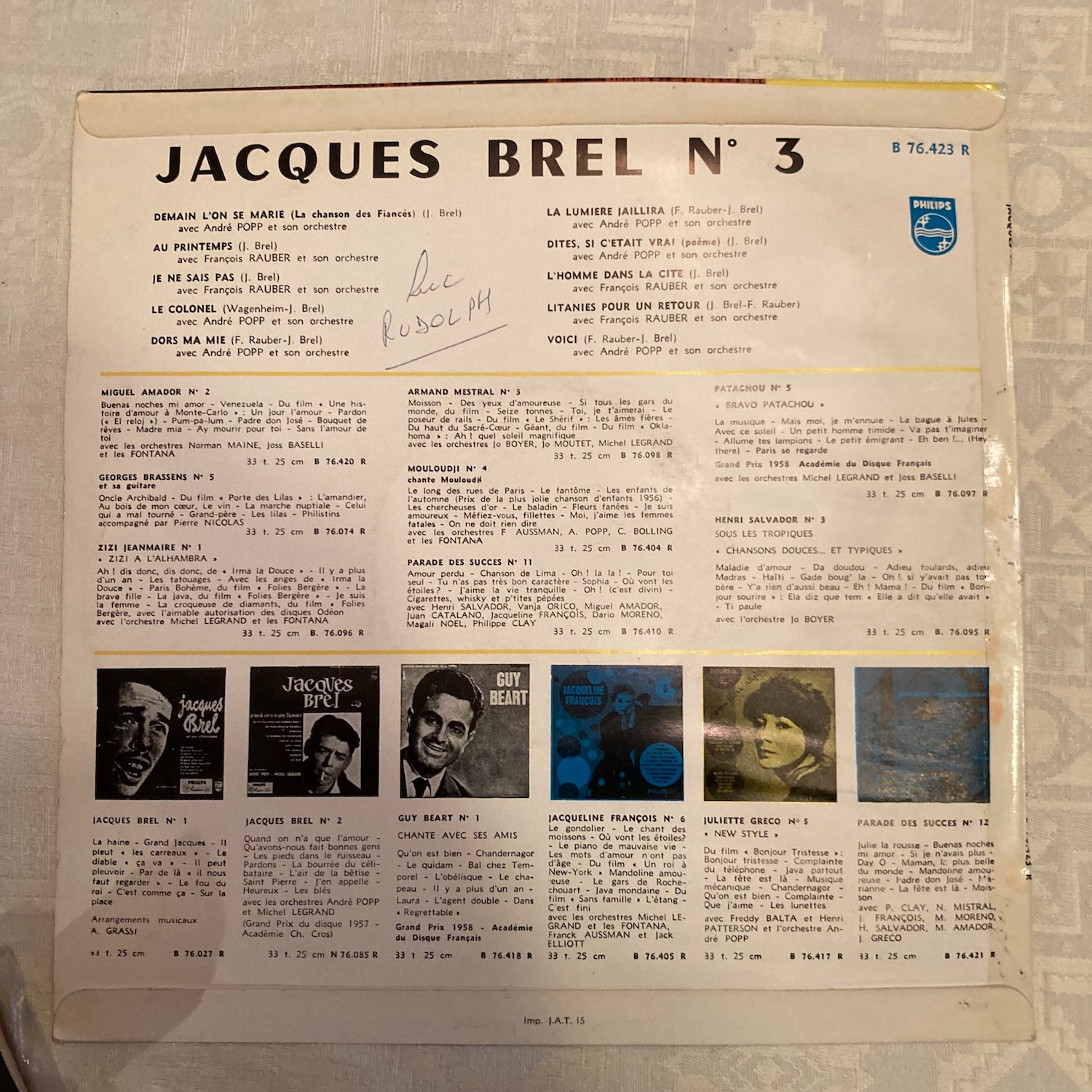 Jacques BREL n°3 - disque Vynile Bon état - Vue 2 - 