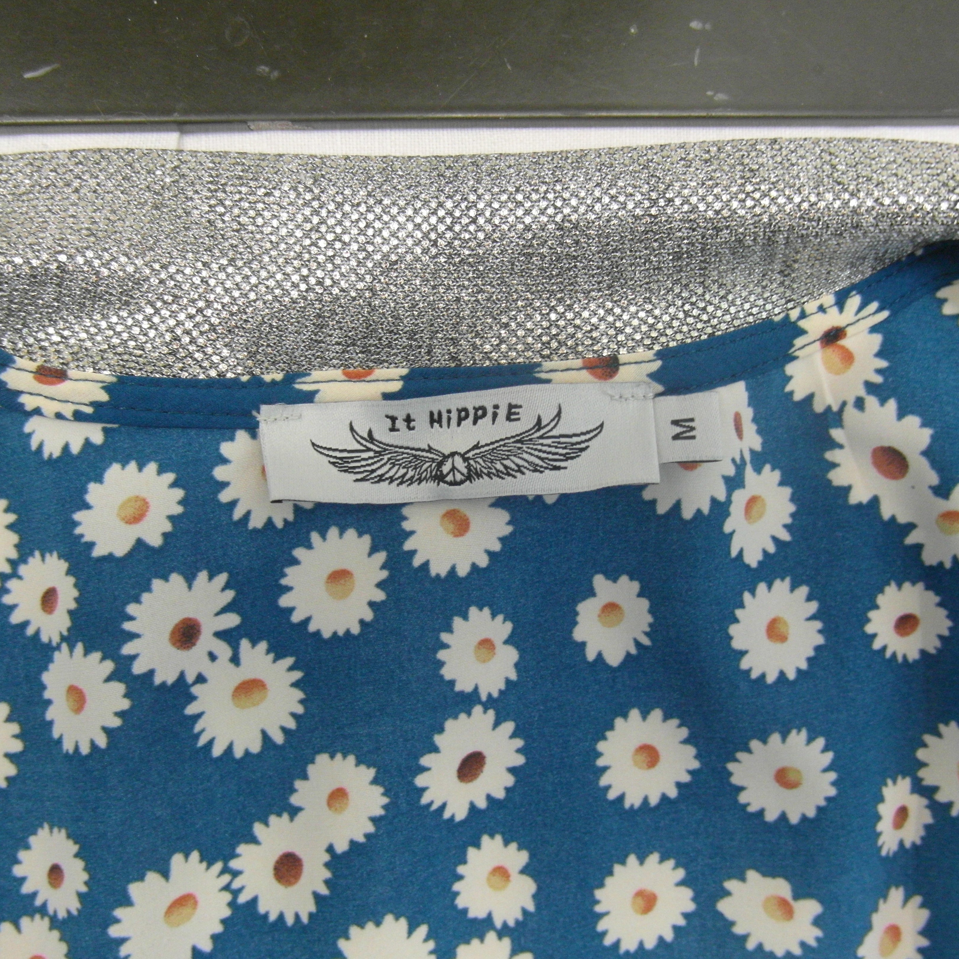 Veste bleue motifs floral It hippie taille M - Photo 4