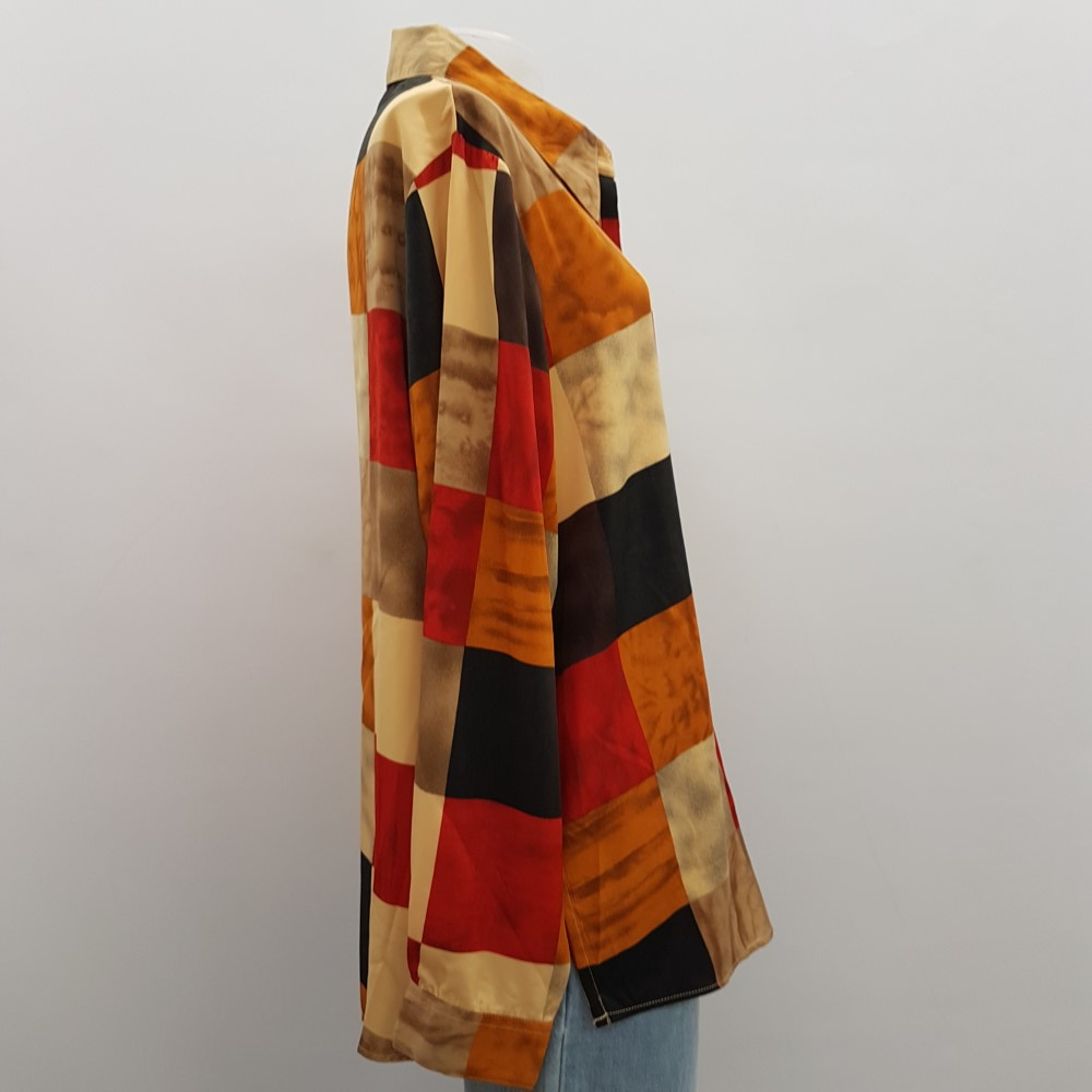 Chemisier à grand carrés orange, rouges, jaunes - BLANCHE PORTE - Taille 48 - Photo 1