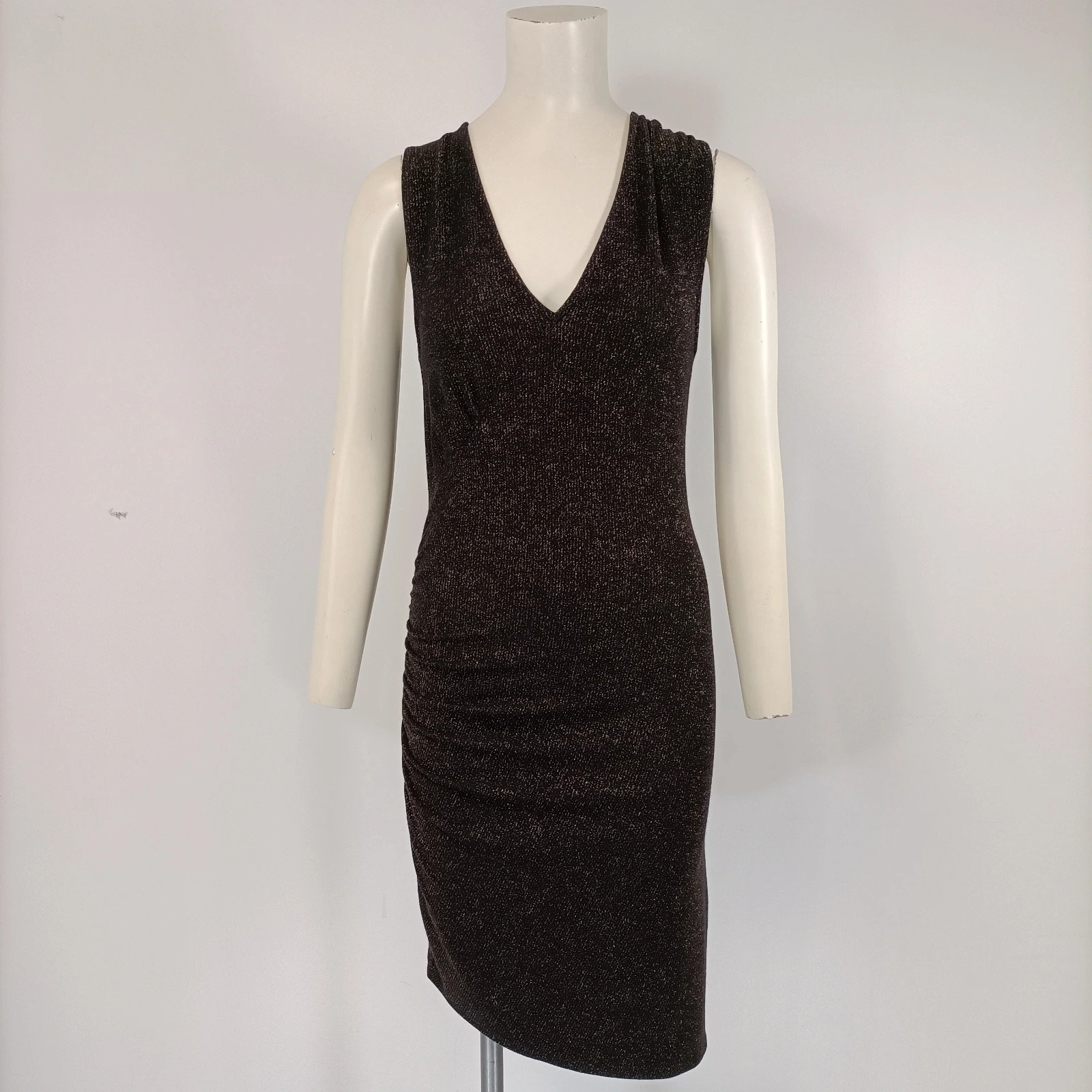 Robe moulante de soirée noire brillante à paillette col V - CMT Atelier M Très bon état - Vue 7 - 