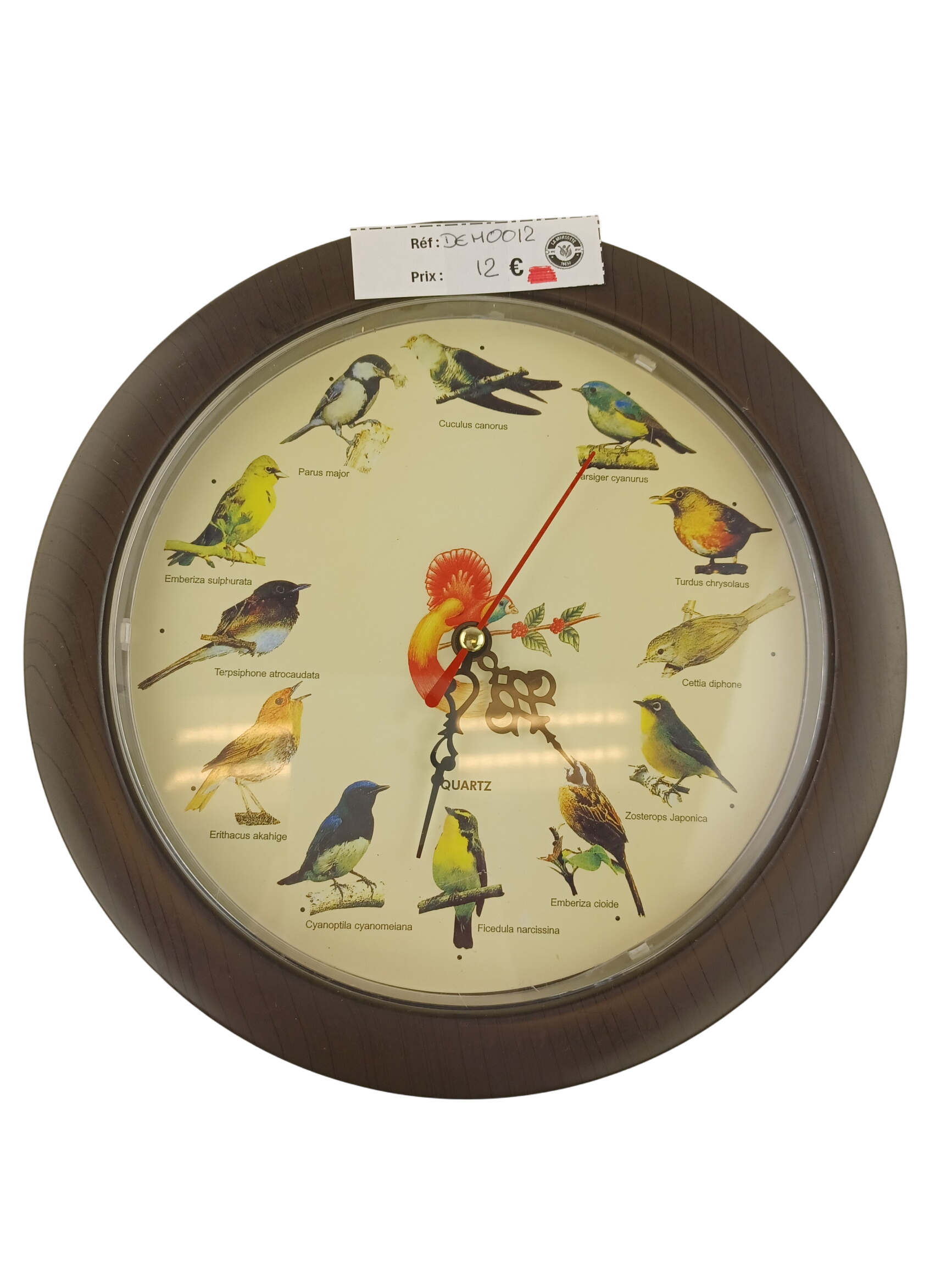 Acheter Horloge murale de 21cm de diamètre Quartz avec des oiseaux Très bon état - 12,00 € Horloge murale de 21cm de diamètre Quartz avec des oiseaux Très bon état - reconditionné disponible sur Label Emmaüs