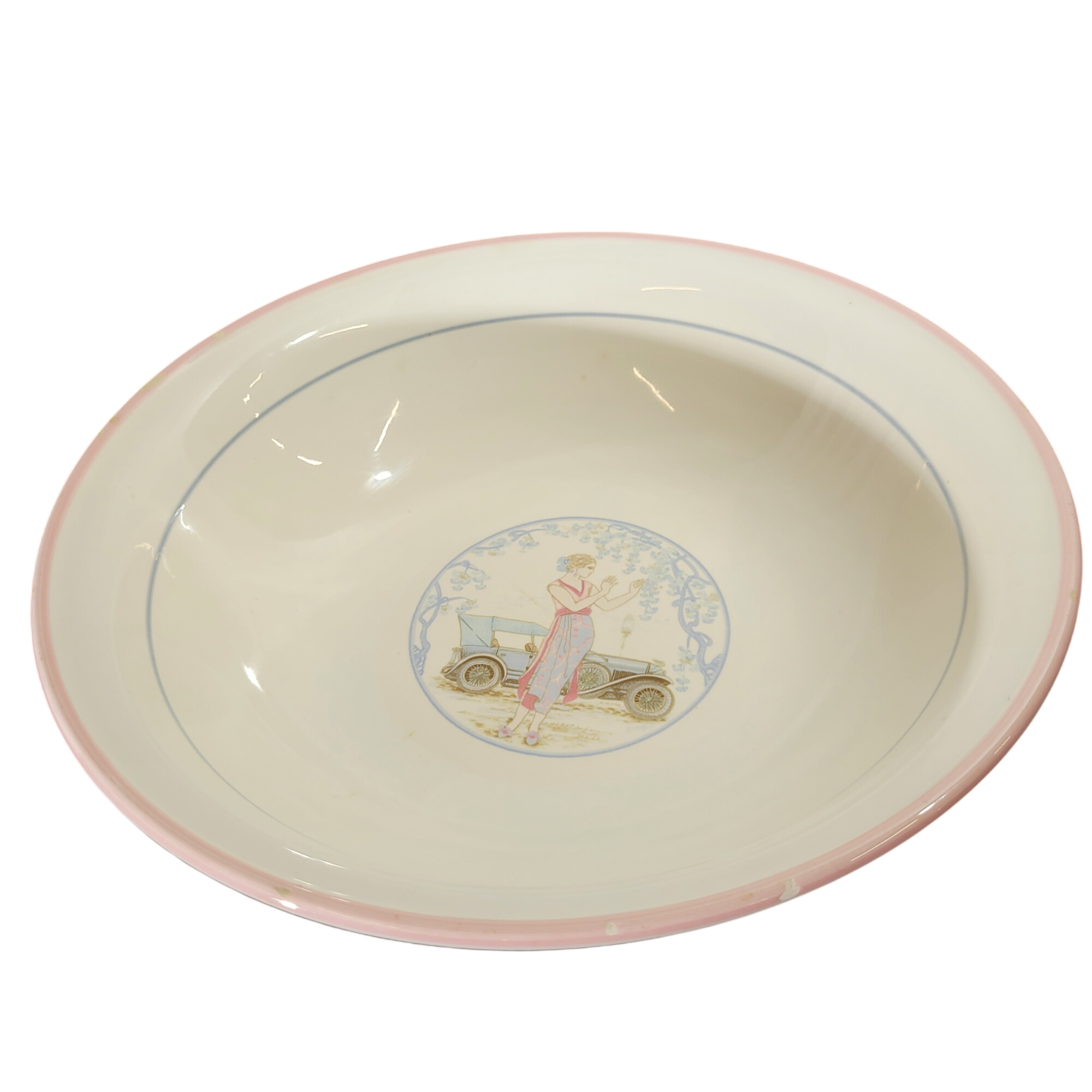 Acheter Grand saladier en faïence d'Italie - Décor "Belle Epoque" Bon état - 15,00 € Grand saladier en faïence d'Italie - Décor "Belle Epoque" Bon état - reconditionné disponible sur Label Emmaüs