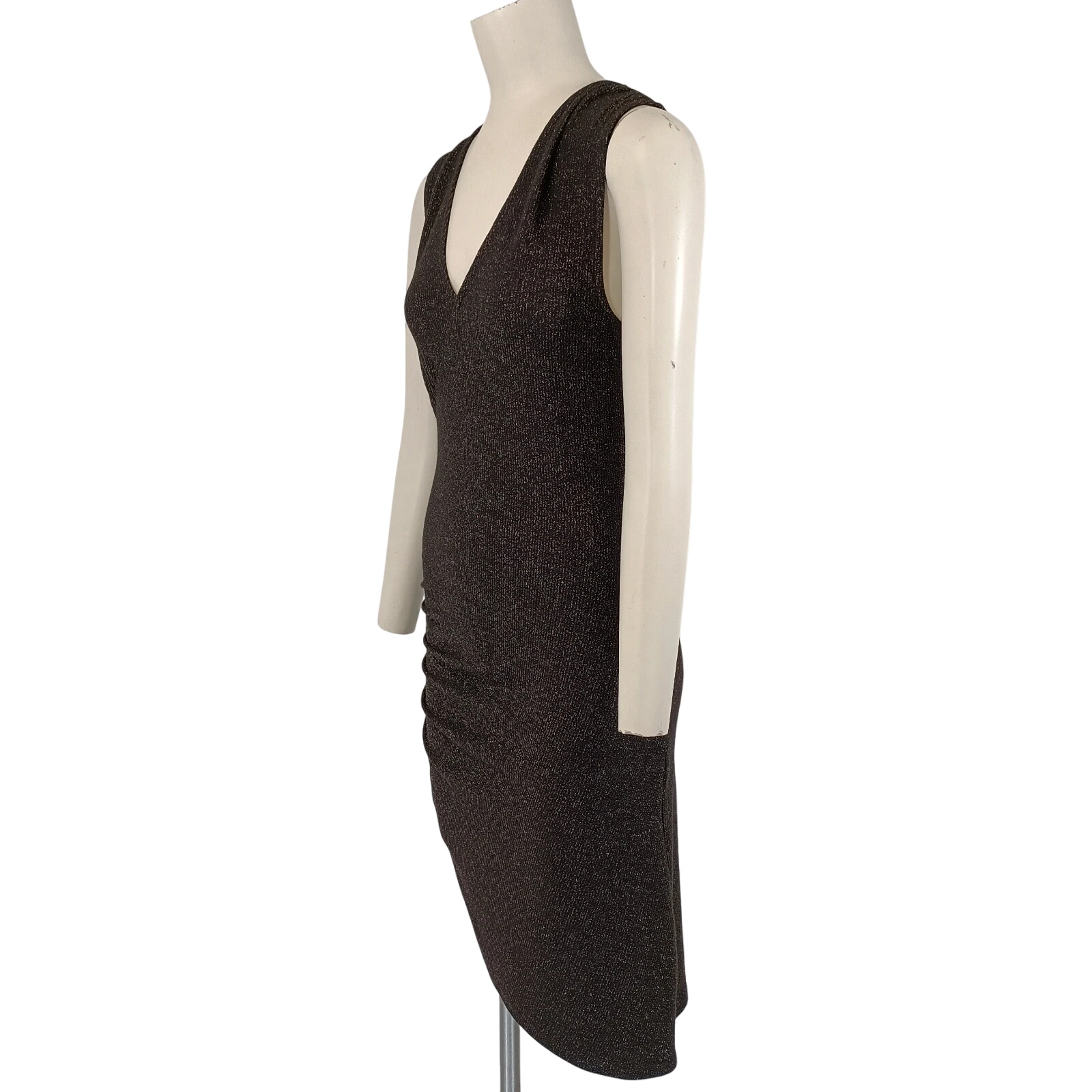 Robe moulante de soirée noire brillante à paillette col V - CMT Atelier M Très bon état -  reconditionné disponible sur Label Emmaüs