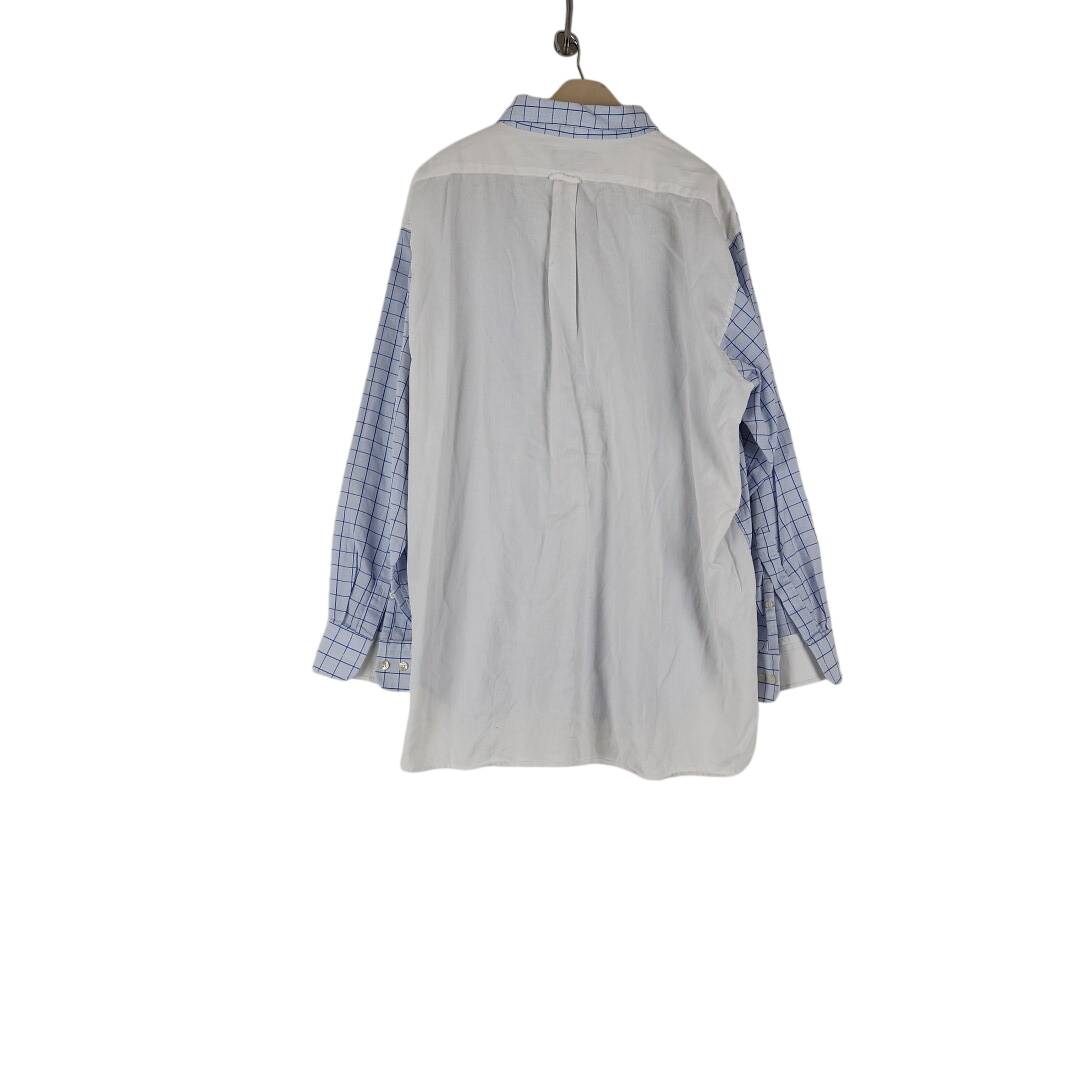 Eden Park – chemise blanche, bleue à carreaux en coton - Taille XXL mesures Carrure Poitrine 58 cm Longueur= 82 cm Très bon état -  reconditionné disponible sur Label Emmaüs