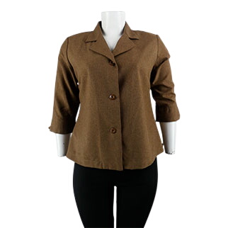 Veste marron manches trois-quarts - Femme - Bleu Bonheur - Taille 48 Très bon état -  reconditionné disponible sur Label Emmaüs