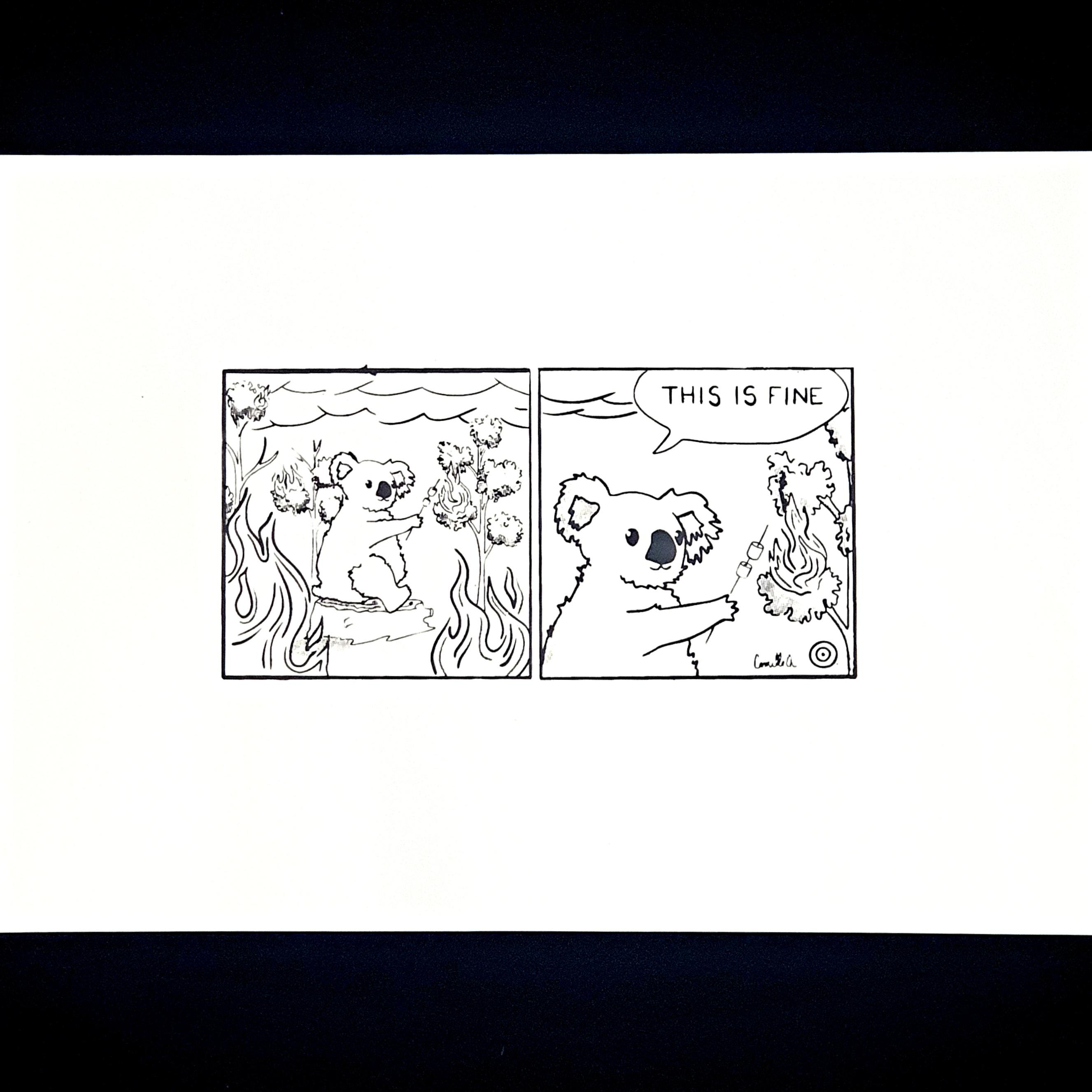 "This is not fine" - Affiche sérigraphiée A3 Comme neuf -  reconditionné disponible sur Label Emmaüs