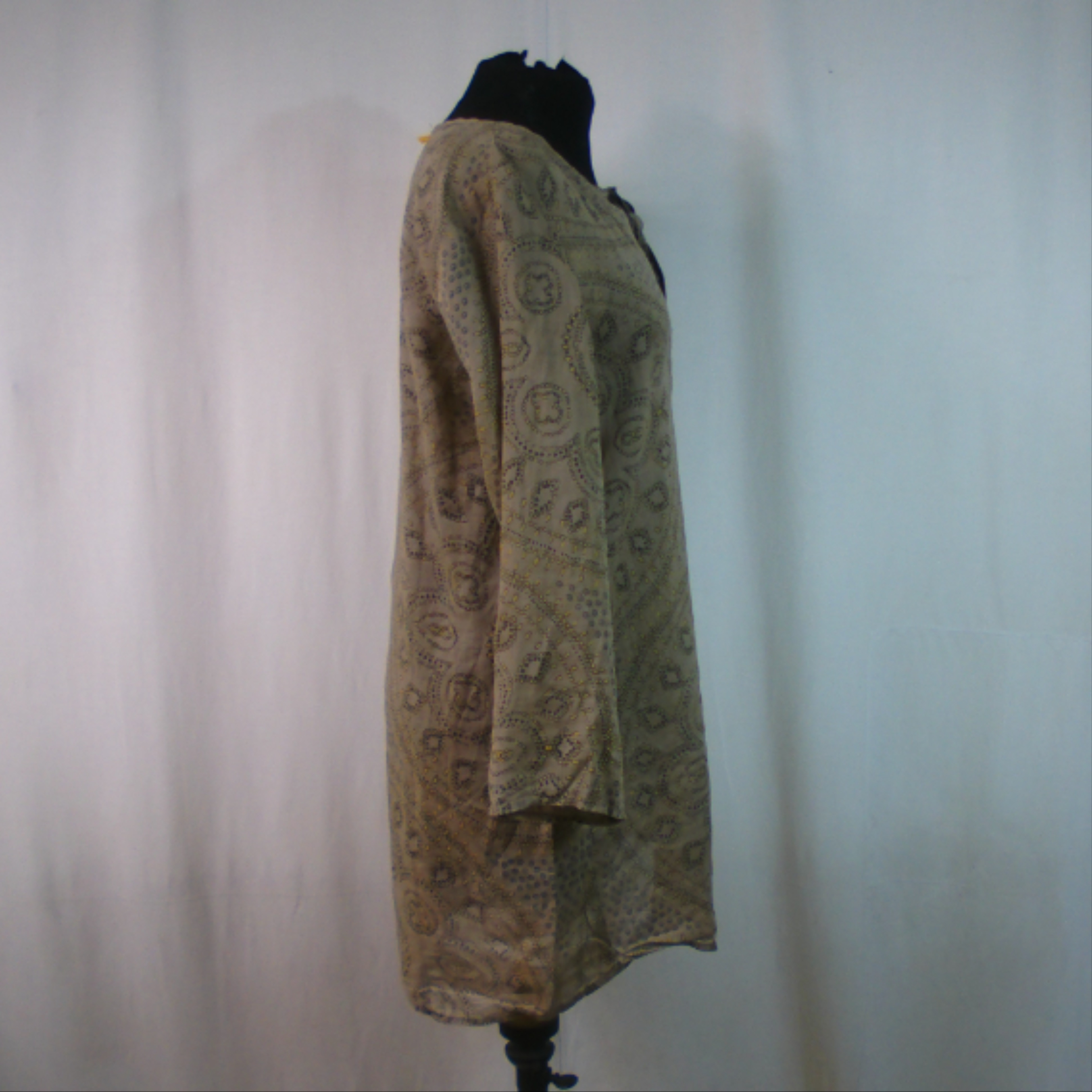 Tunique BENSIMON, marron avec motifs, 100% ramie, taille M  - Vue 3 - 