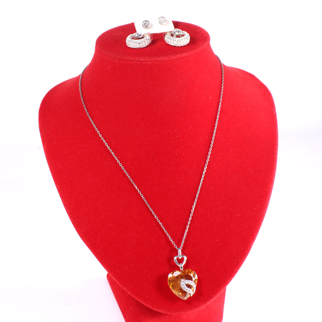 Collier coeur couleur ambre en argent + boucles d'oreille - Label Emmaus - Modalova