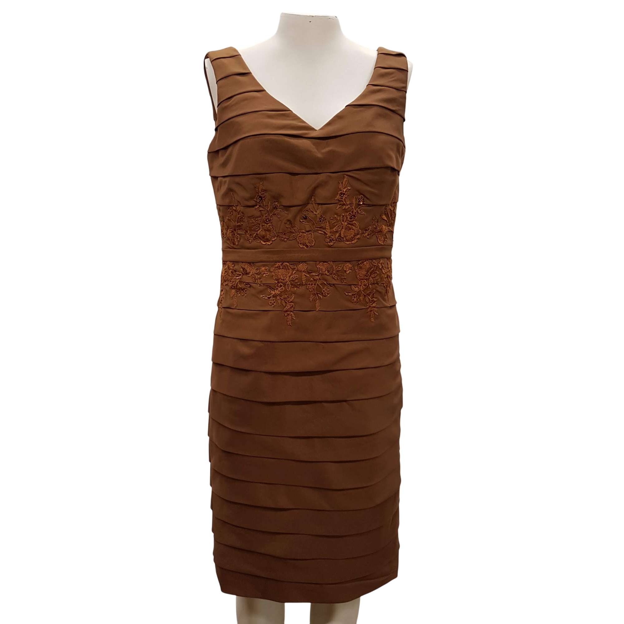 Robe de fête marron style taffetas - IZIDRESS - Taille XS - Photo 0