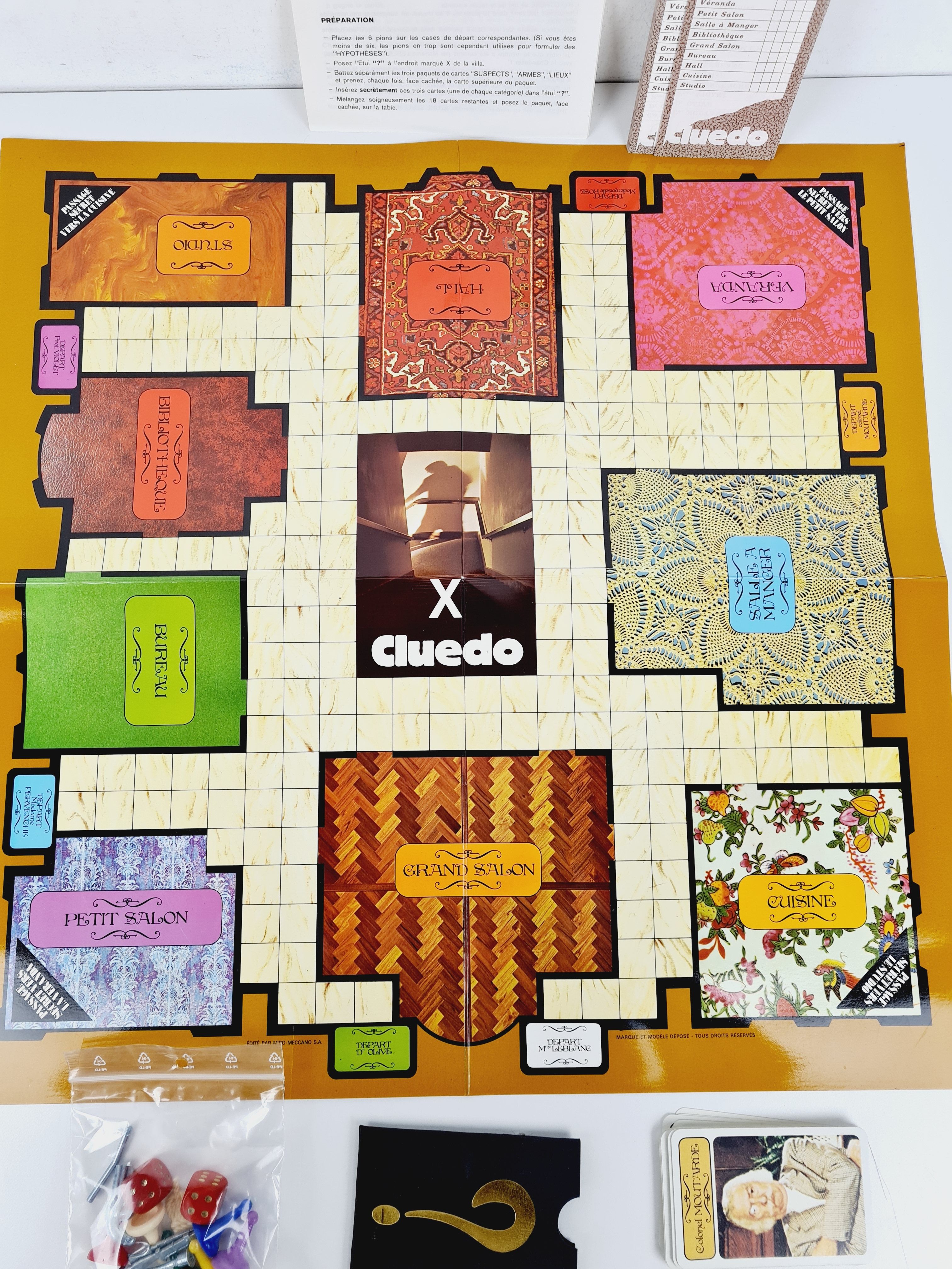 Jeu d'enquête vintage - Cluedo, Le Dr. Lenoir a été assassiné! Tient-on une piste? (petite boite) - Parker 1974 - 8 ans+ - Bon état - Photo 6