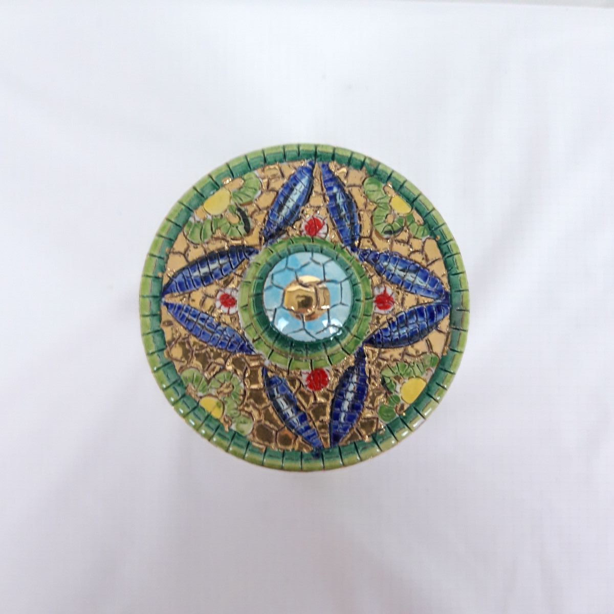 Boîte à Couvercle Mosaïque Dorée - Style Italien Byzantin Deruta - Photo 4