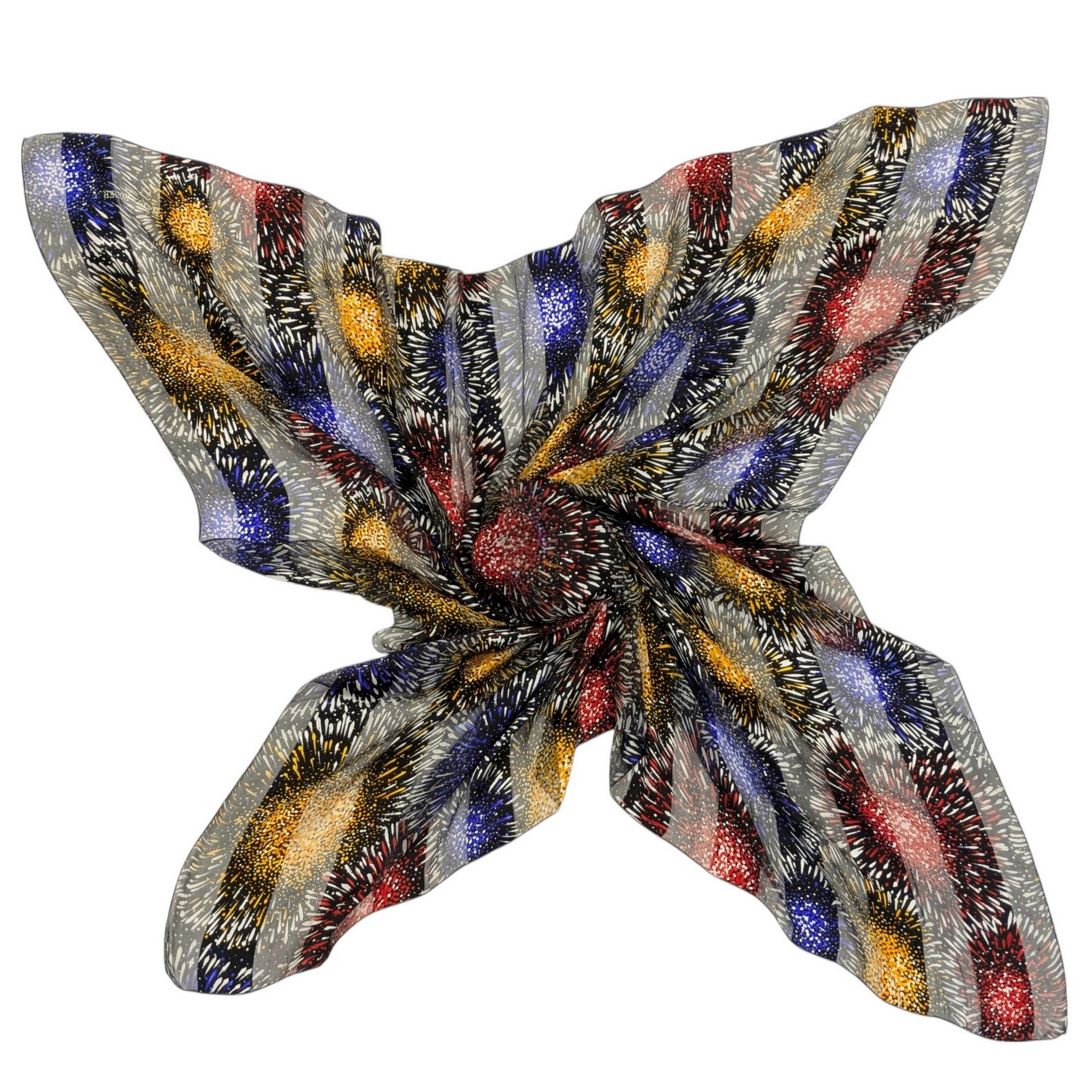 Grand Foulard Marc Rozier Carré en voile de soie imprimé coloré 116 cm x 117 cm - Photo 2