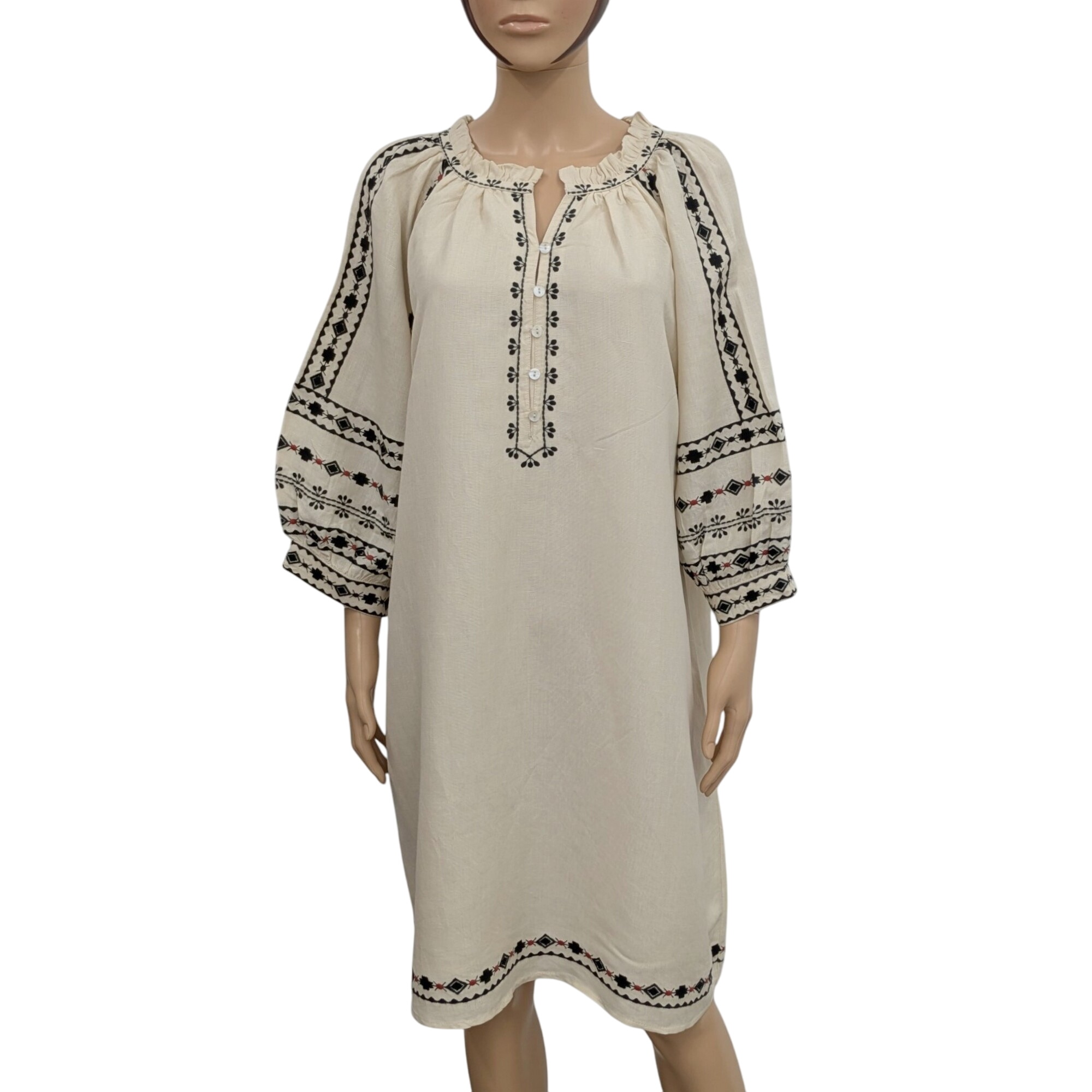 Maison 123 mod. Nath T 46 Robe neuve en lin mlang cru Broderies Esprit bohme - maison 1 2 3 - Modalova