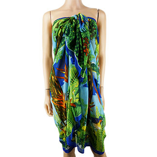 Paréo Femme bleu imprimés multicolores - 176*114 - Photo 0