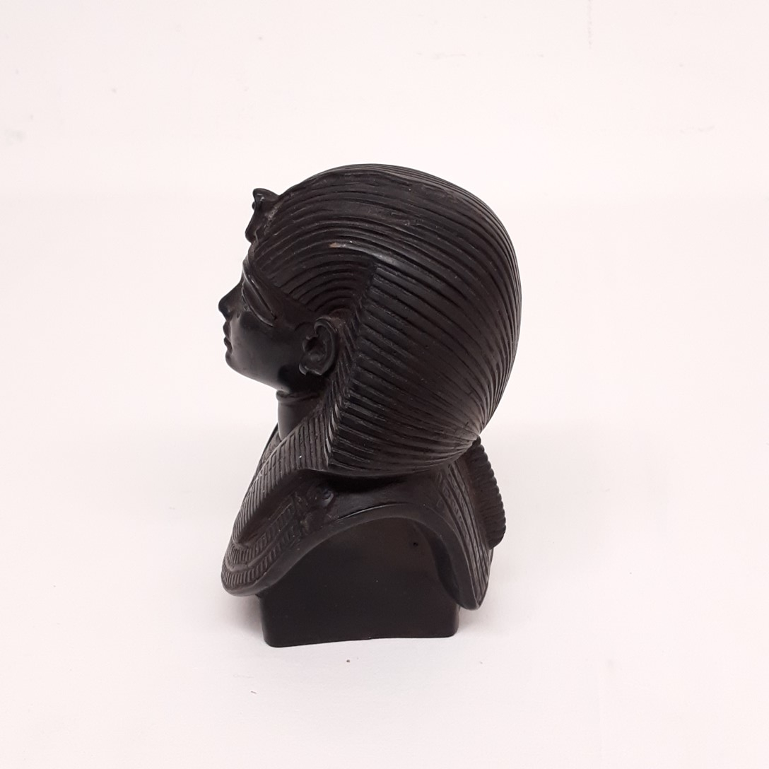 Buste de pharaon égyptien en bois - Photo 2