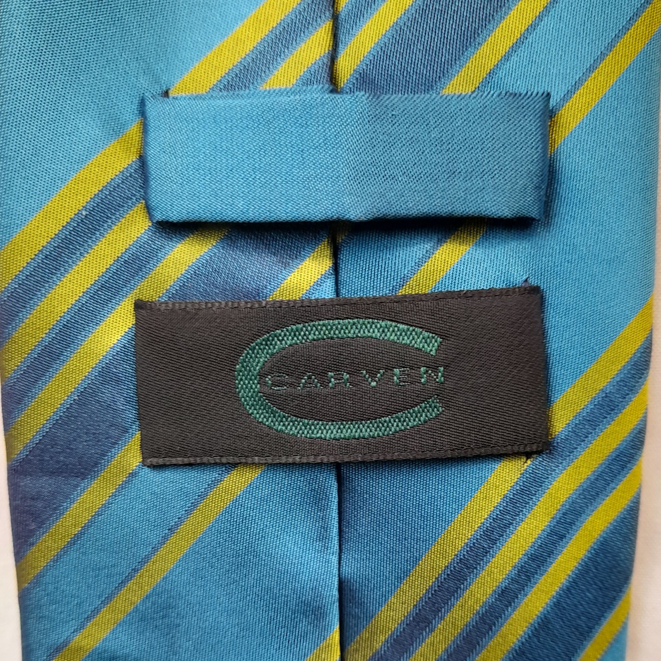 Carven Cravate 100% soie bleue rayée - Photo 2