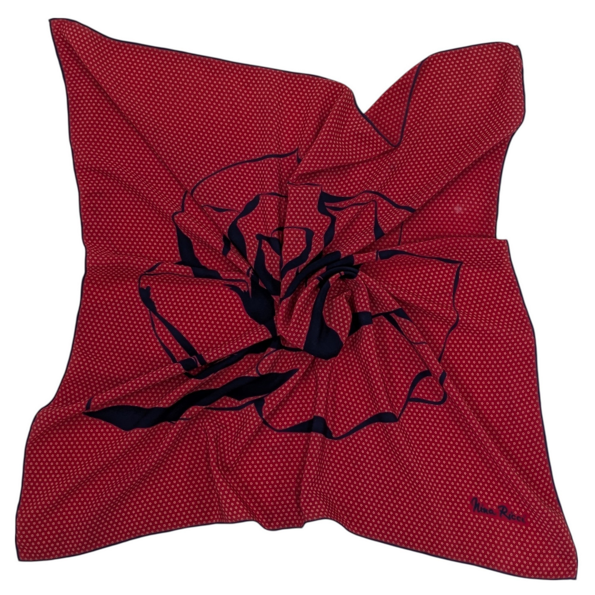 Foulard Nina Ricci en soie Motif Rose Carré Tour de cou 81 x 81 cm - Photo 3