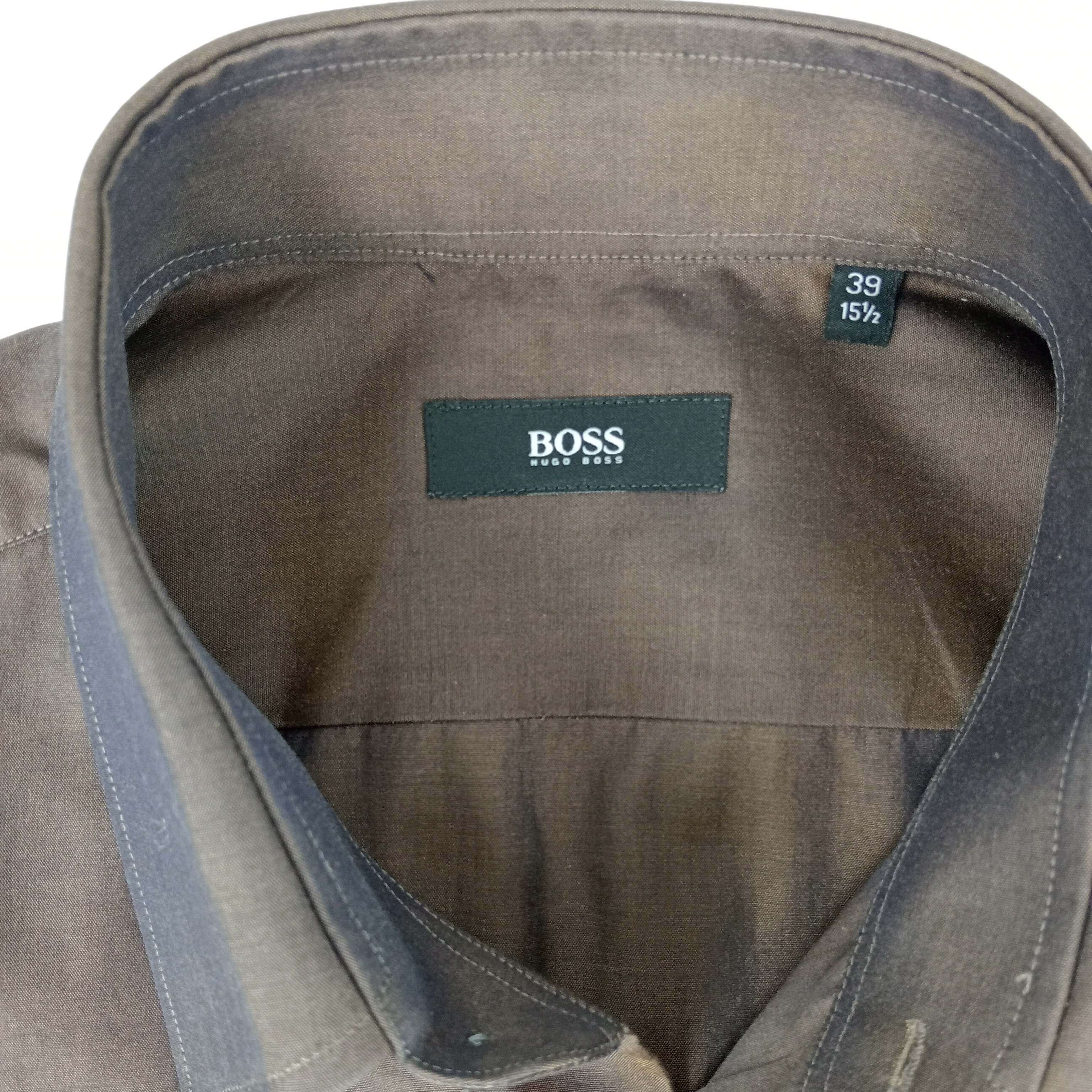 Voir photo 5 de Chemise homme - marque Hugo Boss - manches longues - couleur marron/reflet violet - taille 39 Chemise homme - marque Hugo Boss - manches longues - couleur marron/reflet violet - taille 39 - Vue 5 -