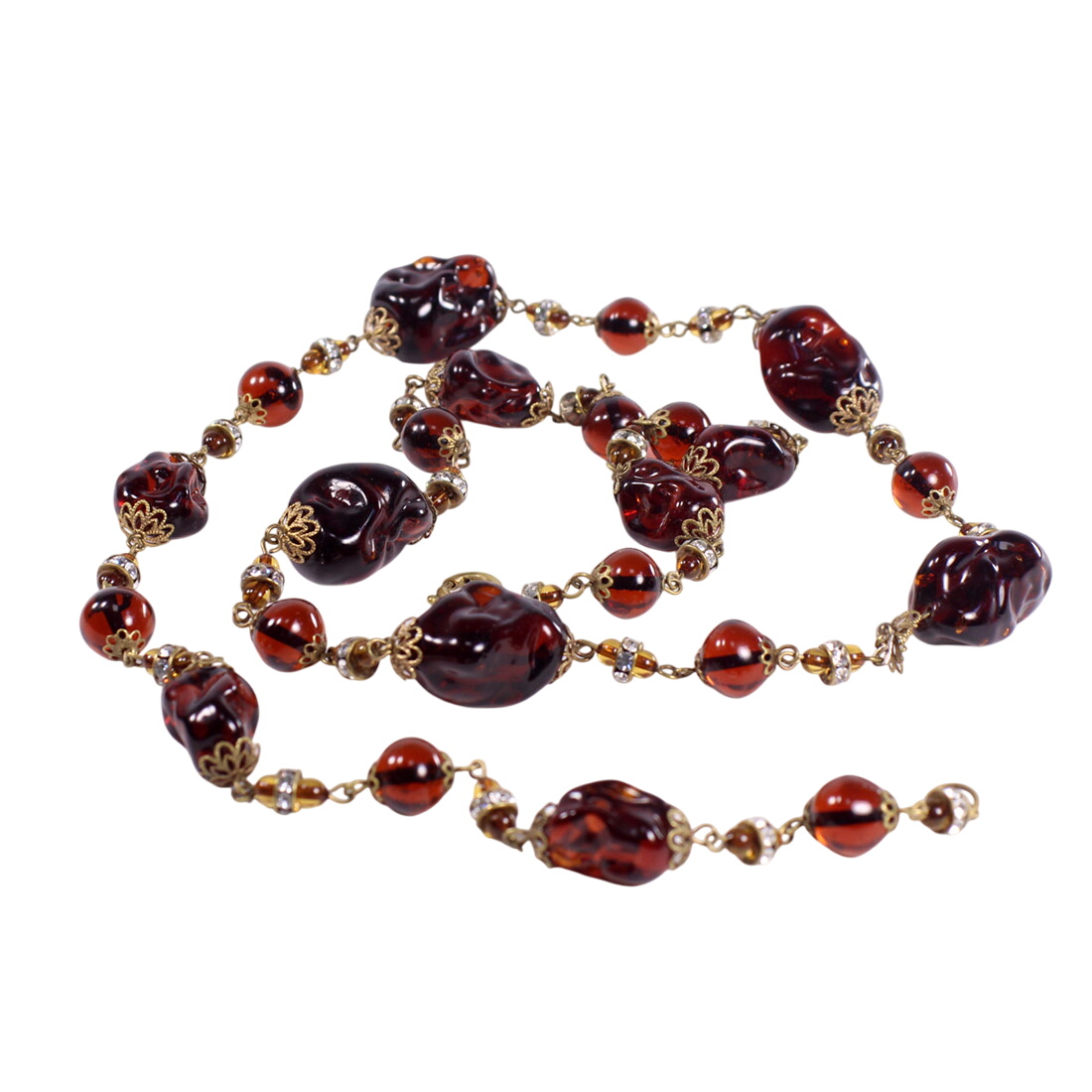 Collier en perles de verre imitation ambre Bon état -  reconditionné disponible sur Label Emmaüs