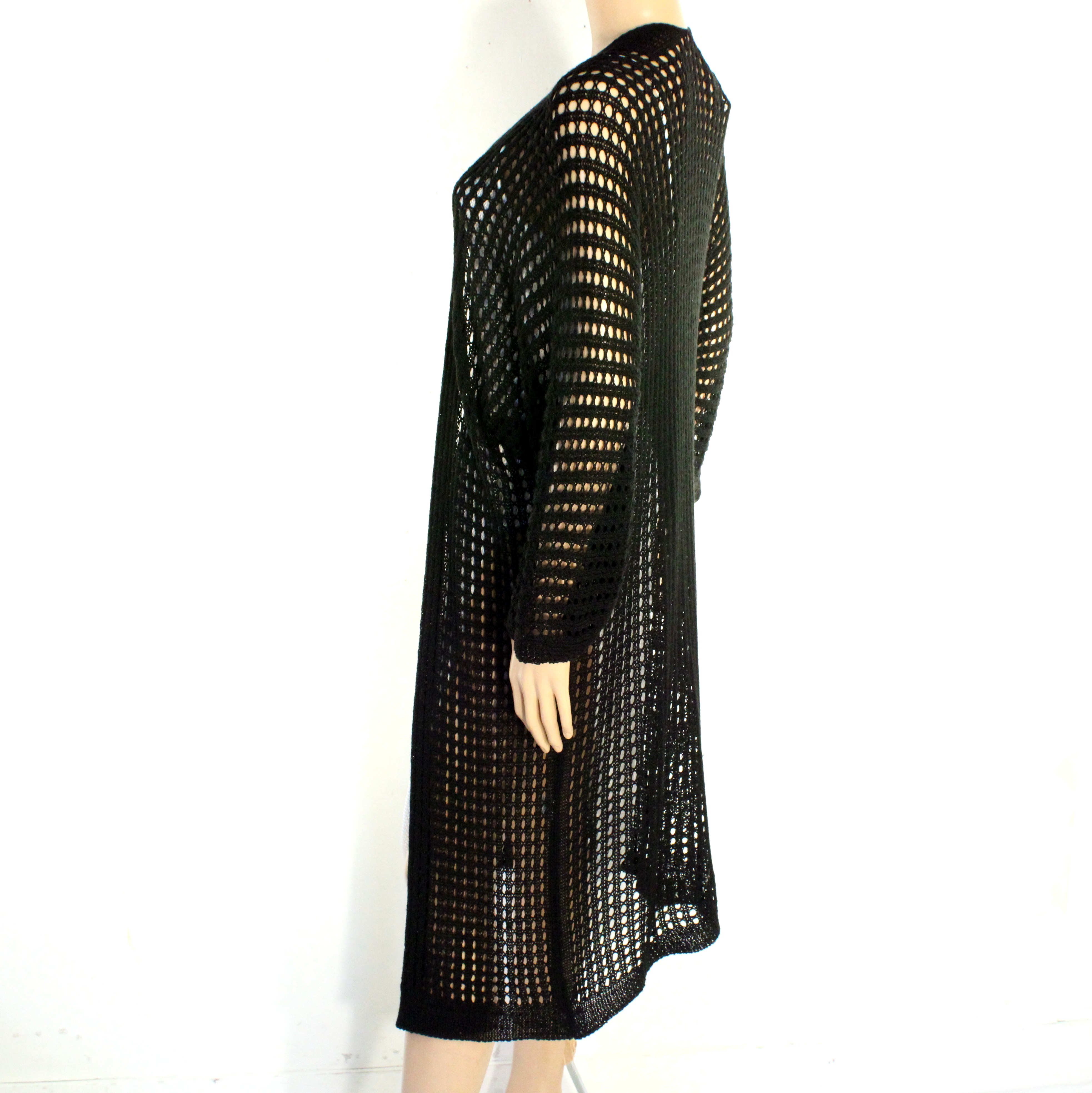 Gilet Long Femme Noire En Crochet Estimée Taille Unique - Photo 2