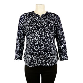 Blouse bleue foncée imprimée - femme - Dress In - taille 48 - Photo 1