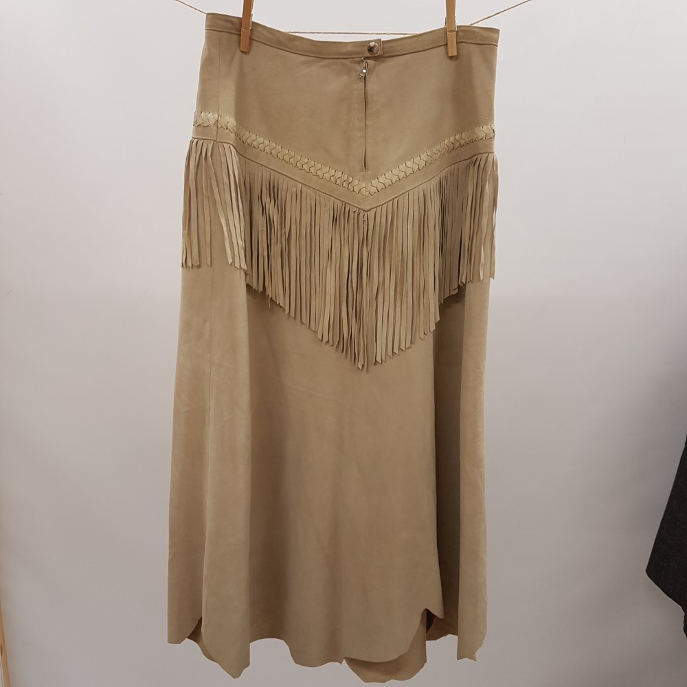 Jupe en peau beige - LUIS TRENKER -Taille 40 estimée (42 italien) Bon état - Vue 2 - 