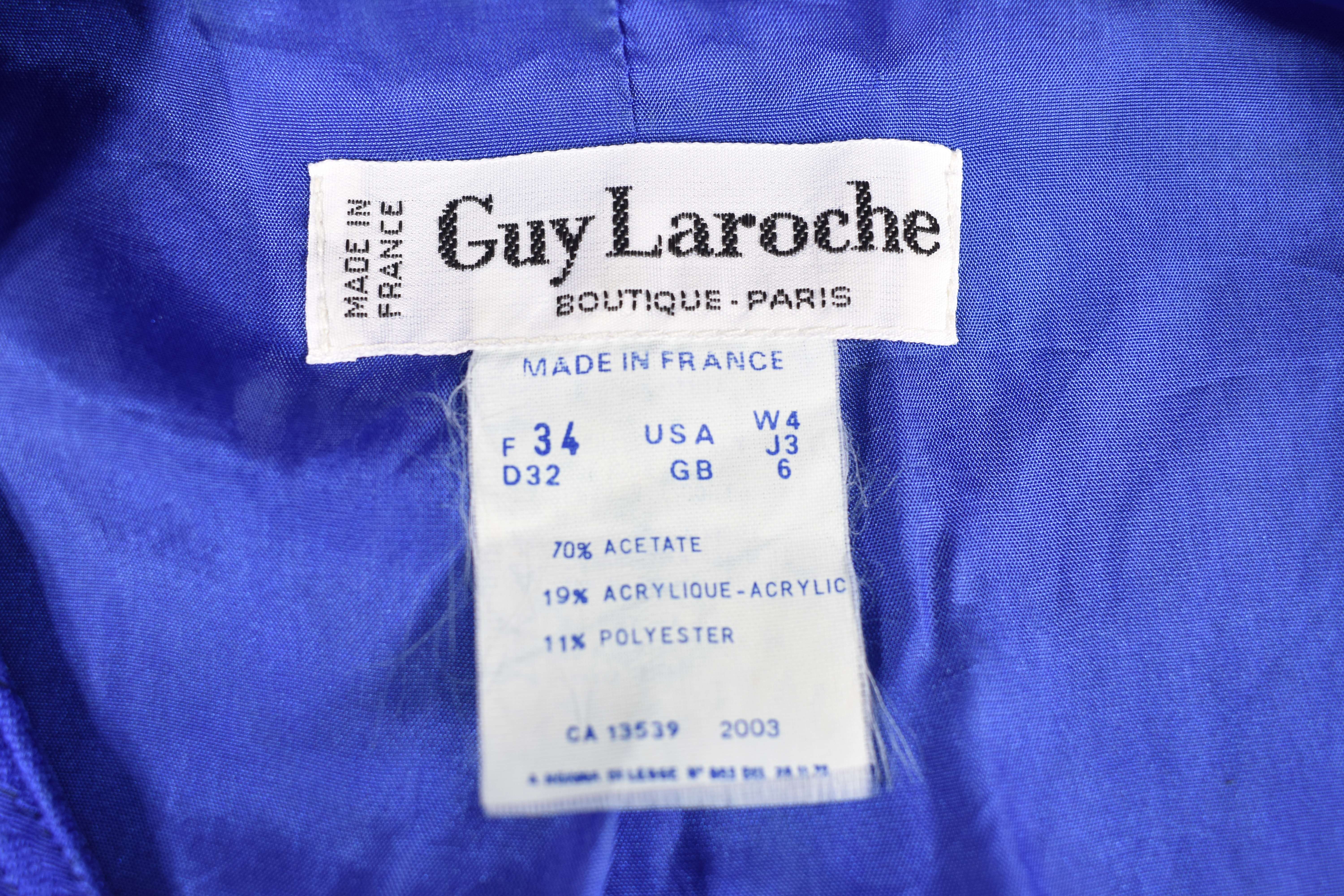 Voir photo 7 de Veste " vintage " Guy LAROCHE, bleu électrique taille 34, saison 2003. Veste " vintage " Guy LAROCHE, bleu électrique taille 34, saison 2003. Bon état - Vue 7 -