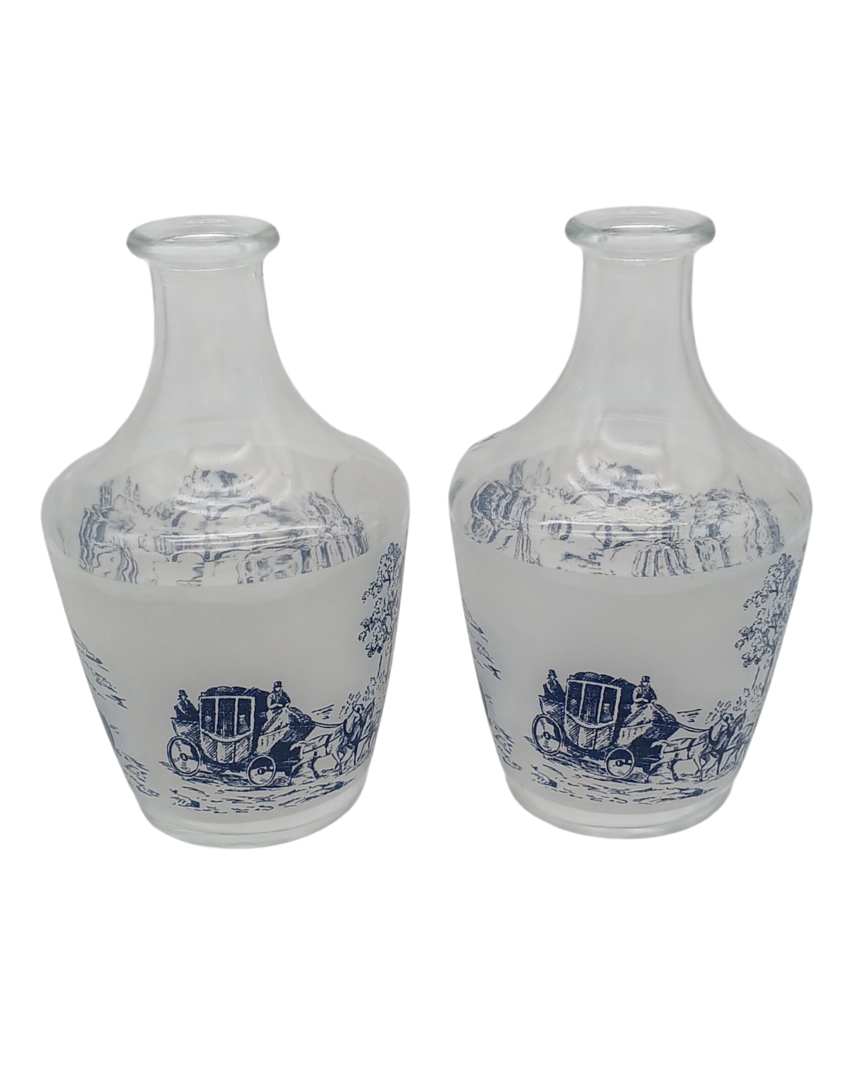 Ensemble de 2 vases soliflore en verre - Années 60 - style romantique - France  -  reconditionné disponible sur Label Emmaüs