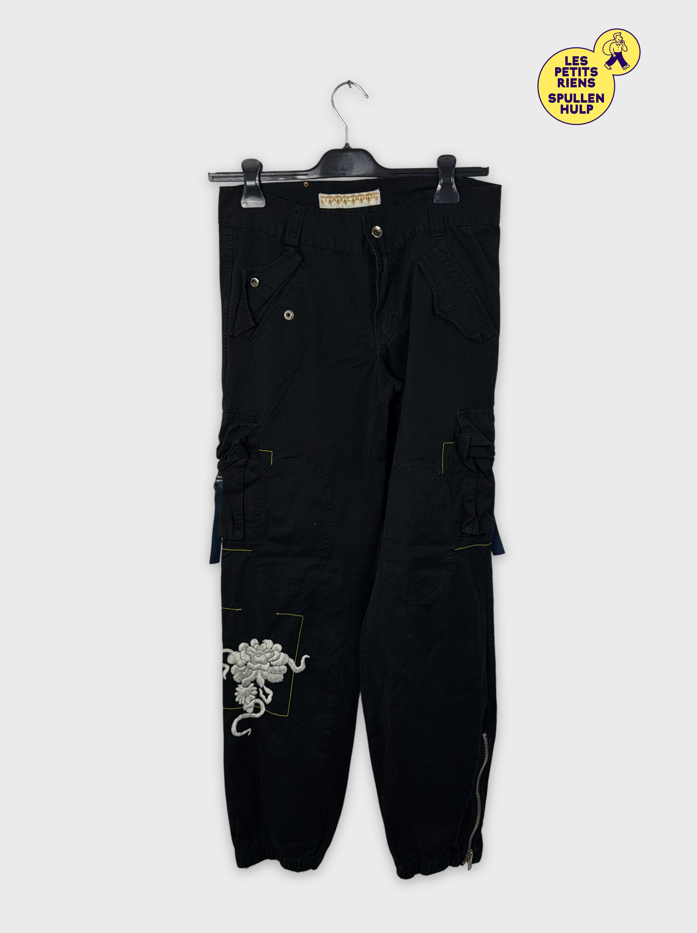 Pantalon cargo noir brodé Ireland 👖 M - Photo 0
