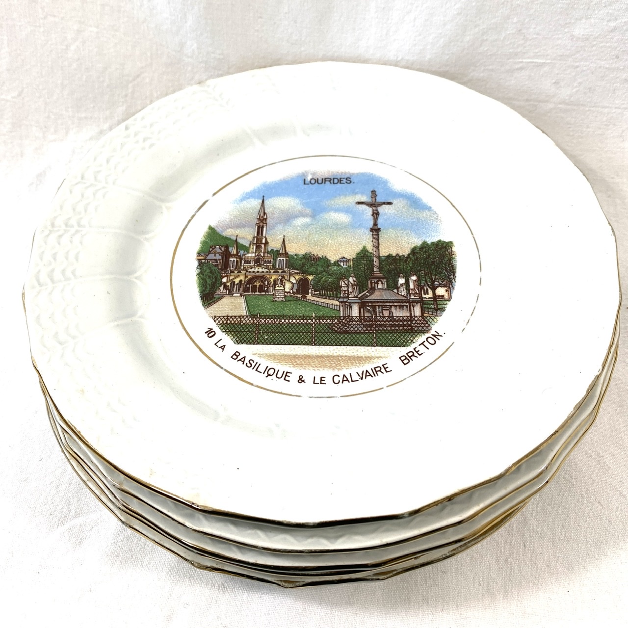 Lot de 10 assiettes - Sarreguemines thème Lourdes - Bon état - Photo 12