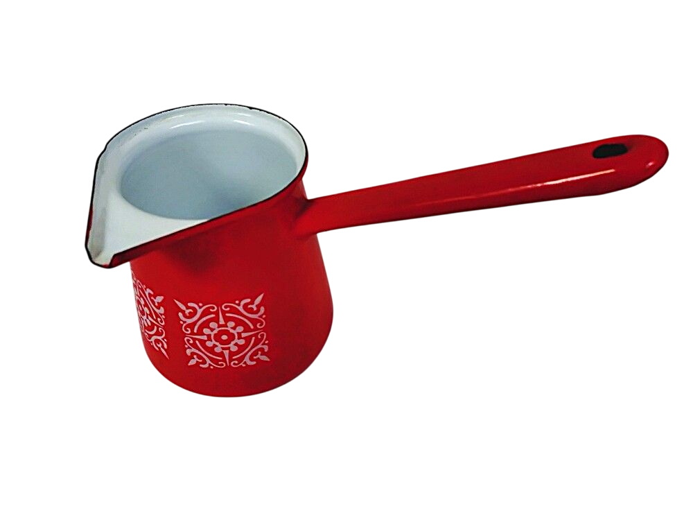 Cafetière turque en tôle émaillé rouge et blanc-vintage Bon état -  reconditionné disponible sur Label Emmaüs