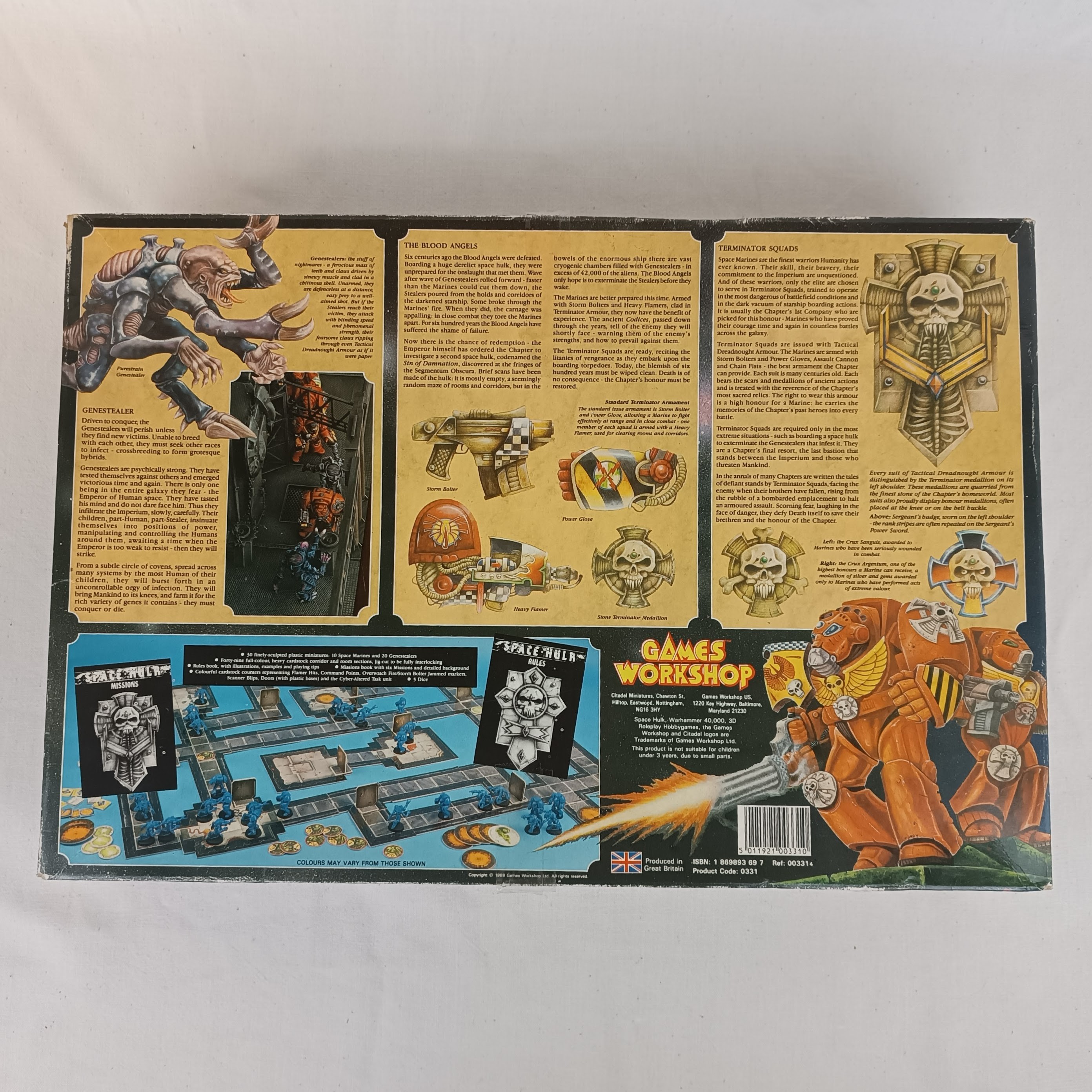 Voir photo 2 de Jeu de société "Space Hulk" - Warhammer 40K, première édition de 1989, par Games Workshop, figurines peintes Jeu de société "Space Hulk" - Warhammer 40K, première édition de 1989, par Games Workshop, figurines peintes État correct - Vue 2 -