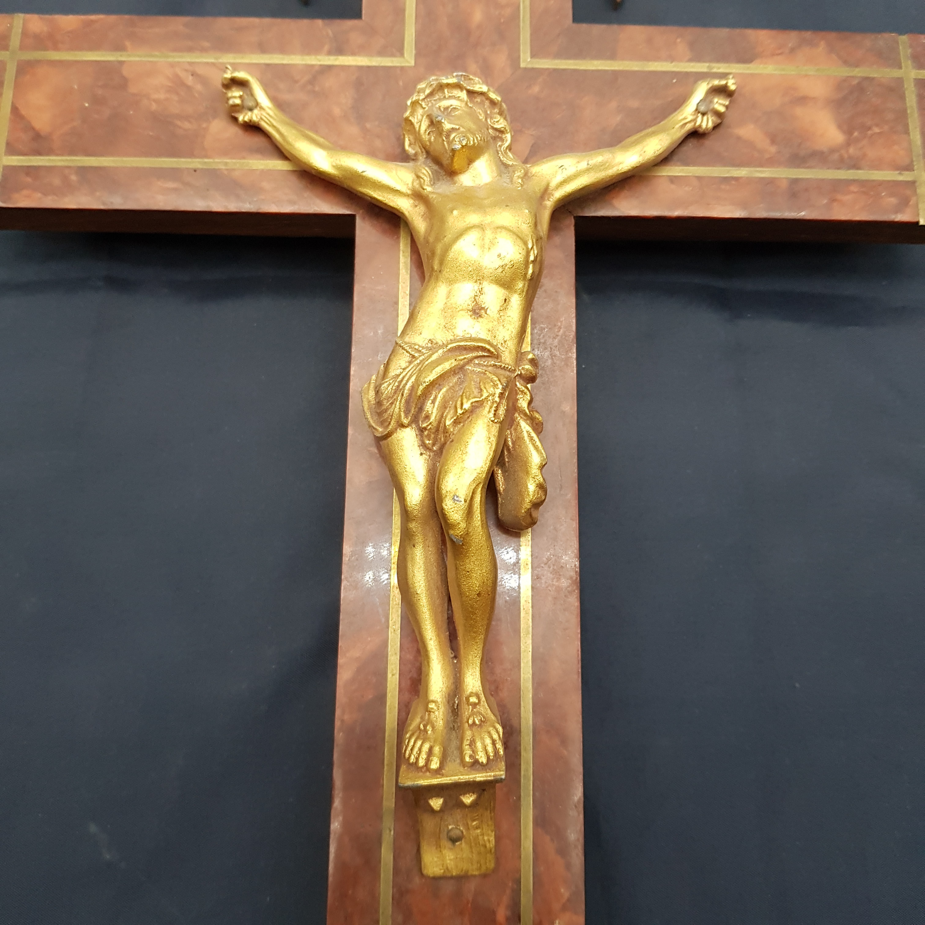 Crucifix Ancien En Laiton Du 19ème Siècle - Jésus Christ - 16 Cm - Décoration Murale Religieuse