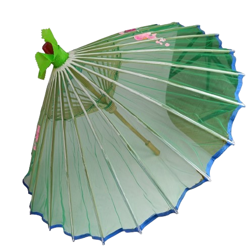2 ombrelles chinoises : une verte et une rouge  - Vue 2 - 