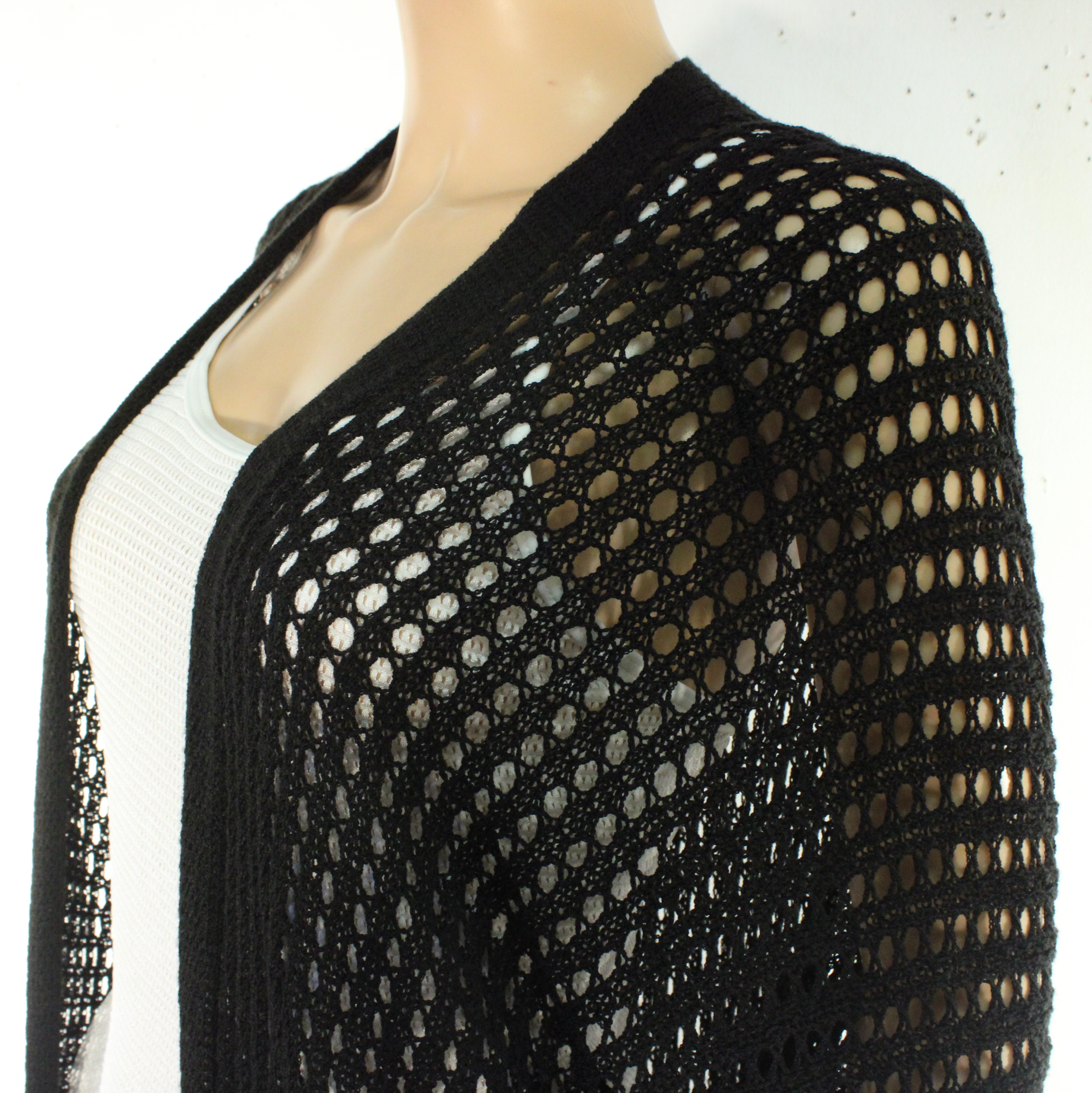 Gilet Long Femme Noire En Crochet Estimée Taille Unique - Photo 4