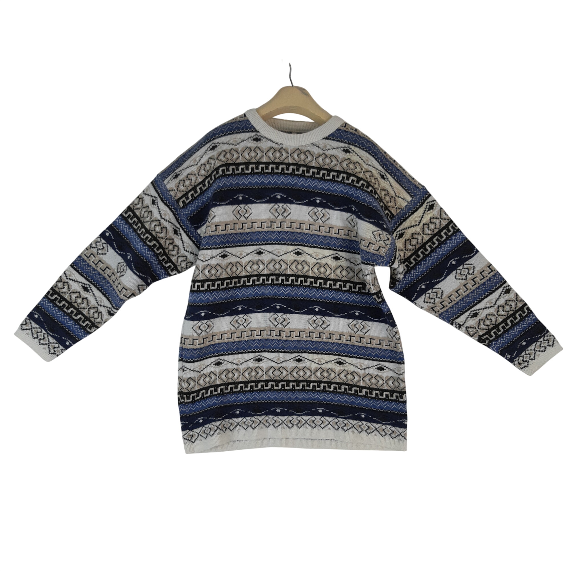 Sans Marque - Pull maille motif jacquard - Taille 1 mesures Carrure= 59 cm Poitrine= 52 cm Longueur= 71 cm  -  reconditionné disponible sur Label Emmaüs