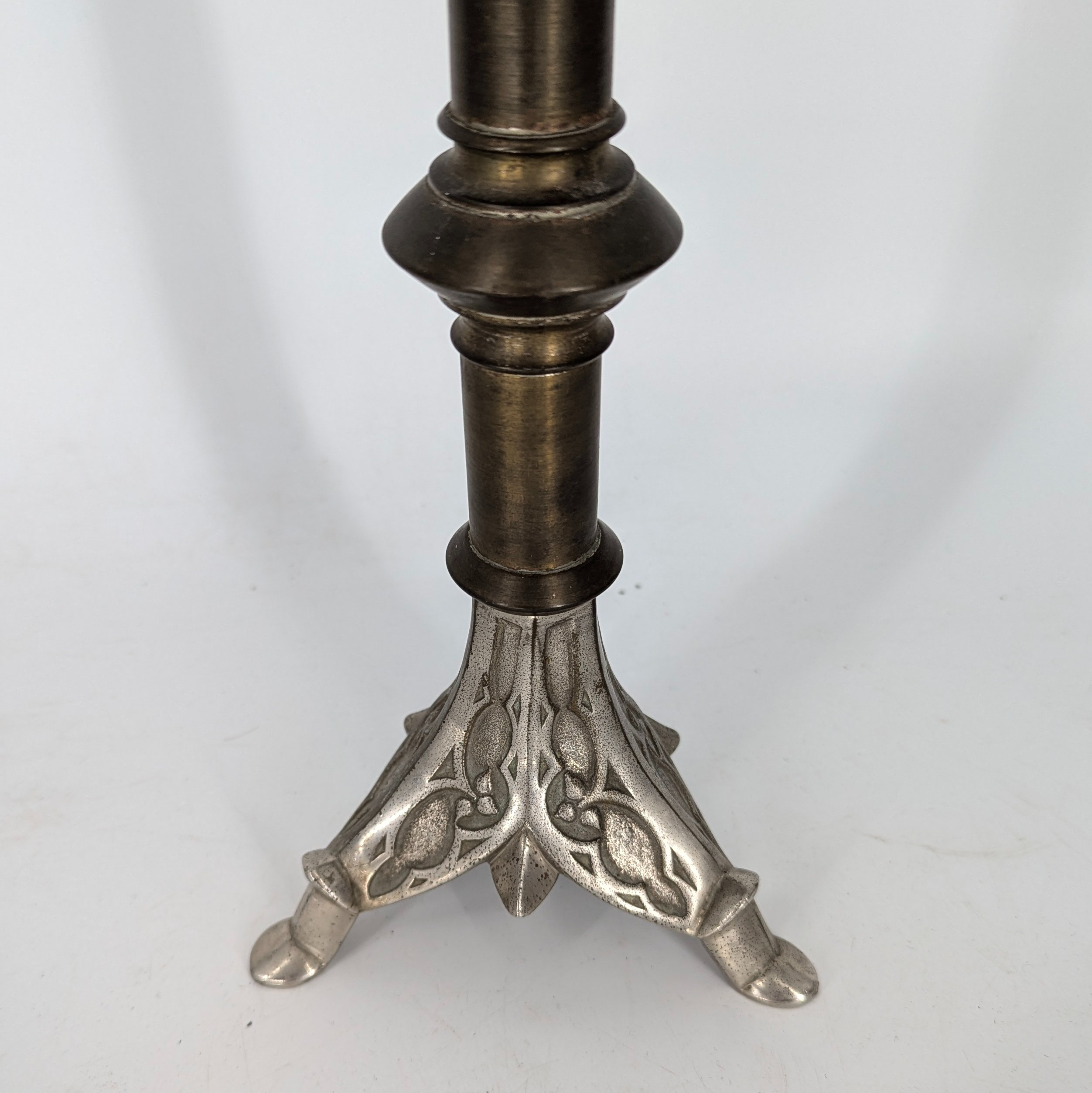 Croix d'autel - crucifix sur pied - laiton et régule - 47cm de haut - Photo 3