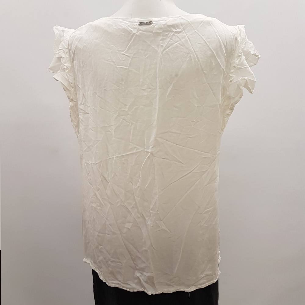 Chemisier blanc à frous frous - GUESS - Taille 40 estimée - Photo 2