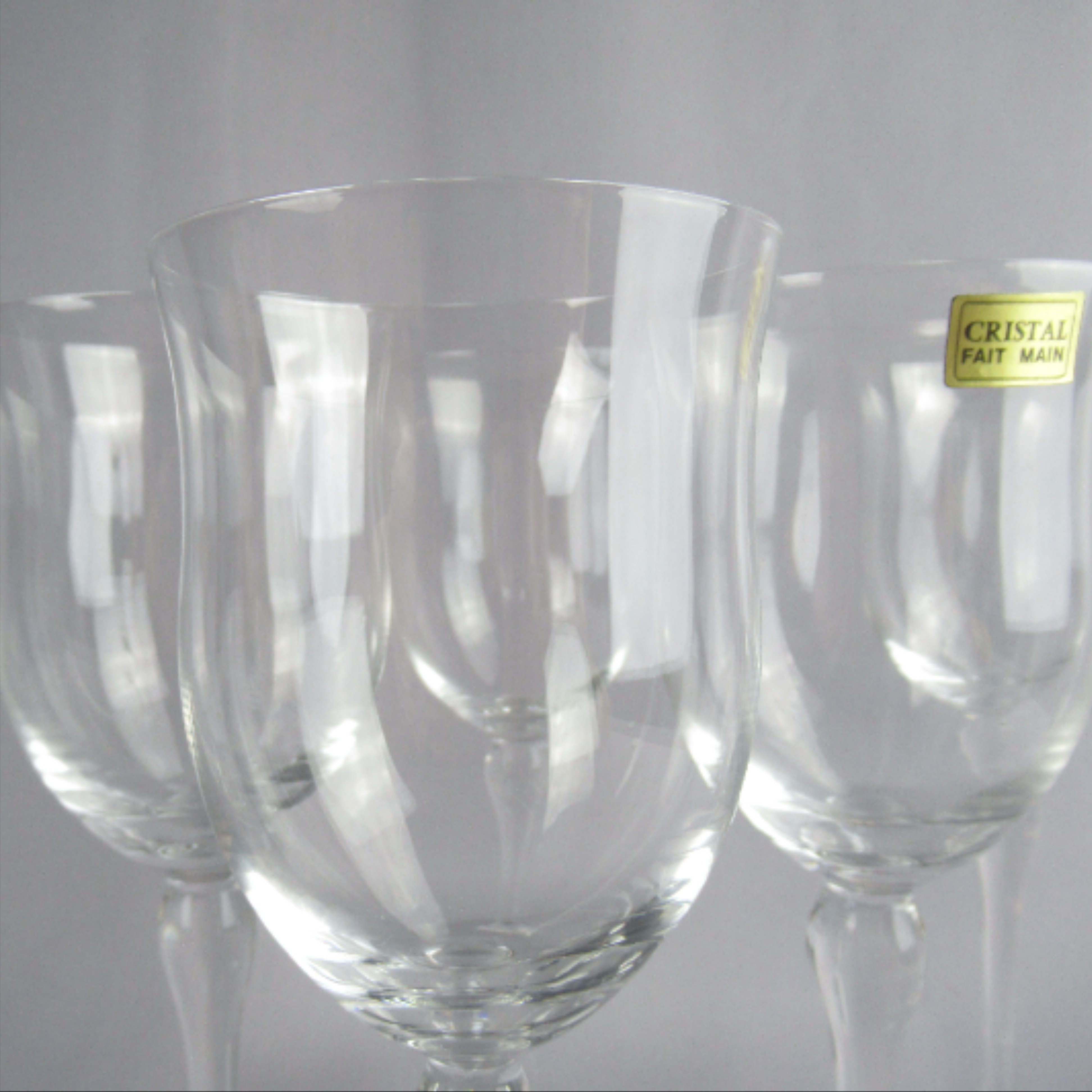 Lot de 5 grands verres à pied "tulipes" en cristal fait main Très bon état - Vue 3 - 