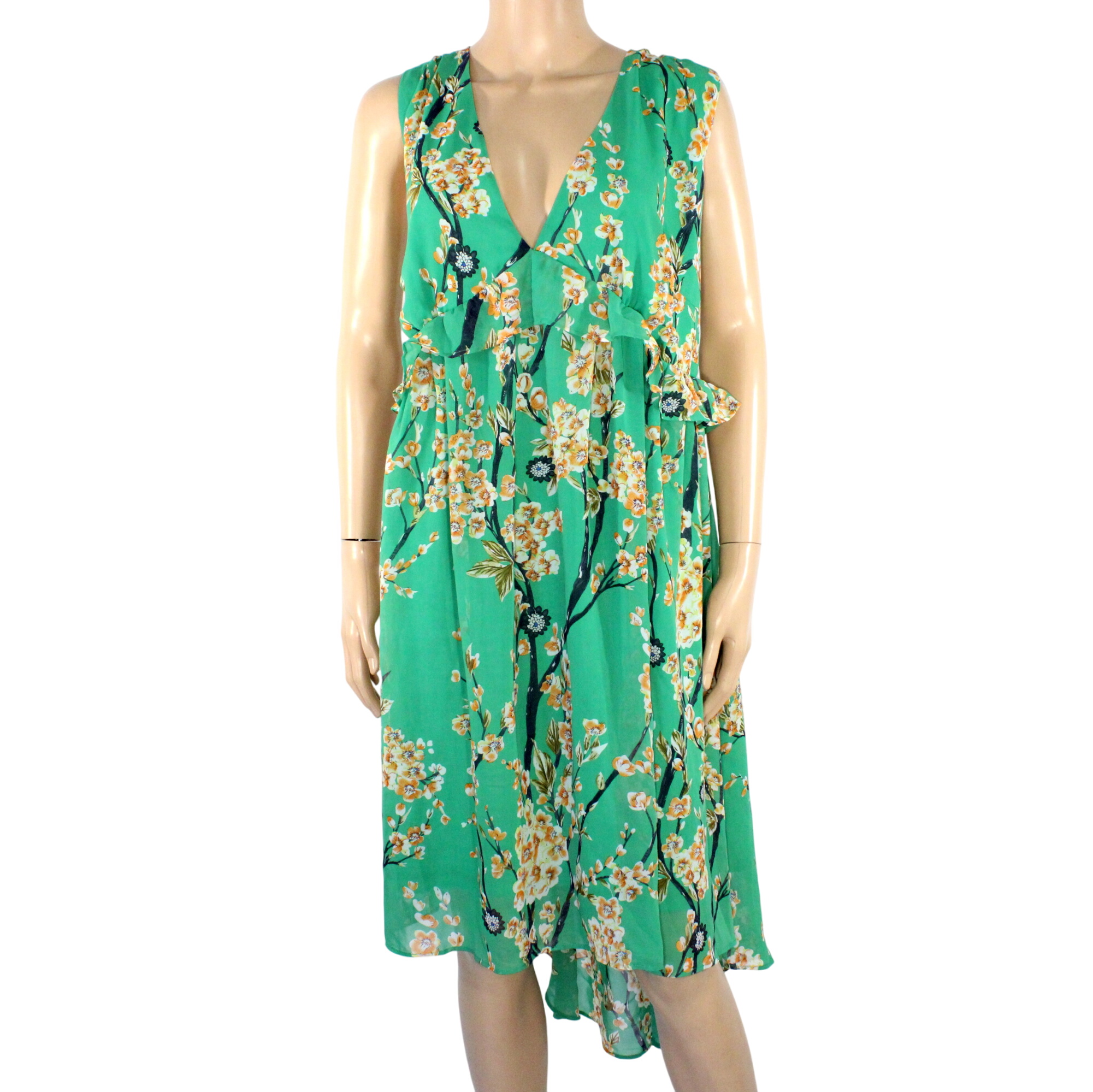 Robe Verte & Orange Fleuris BODYFLIRT Taille 50 - Photo 0