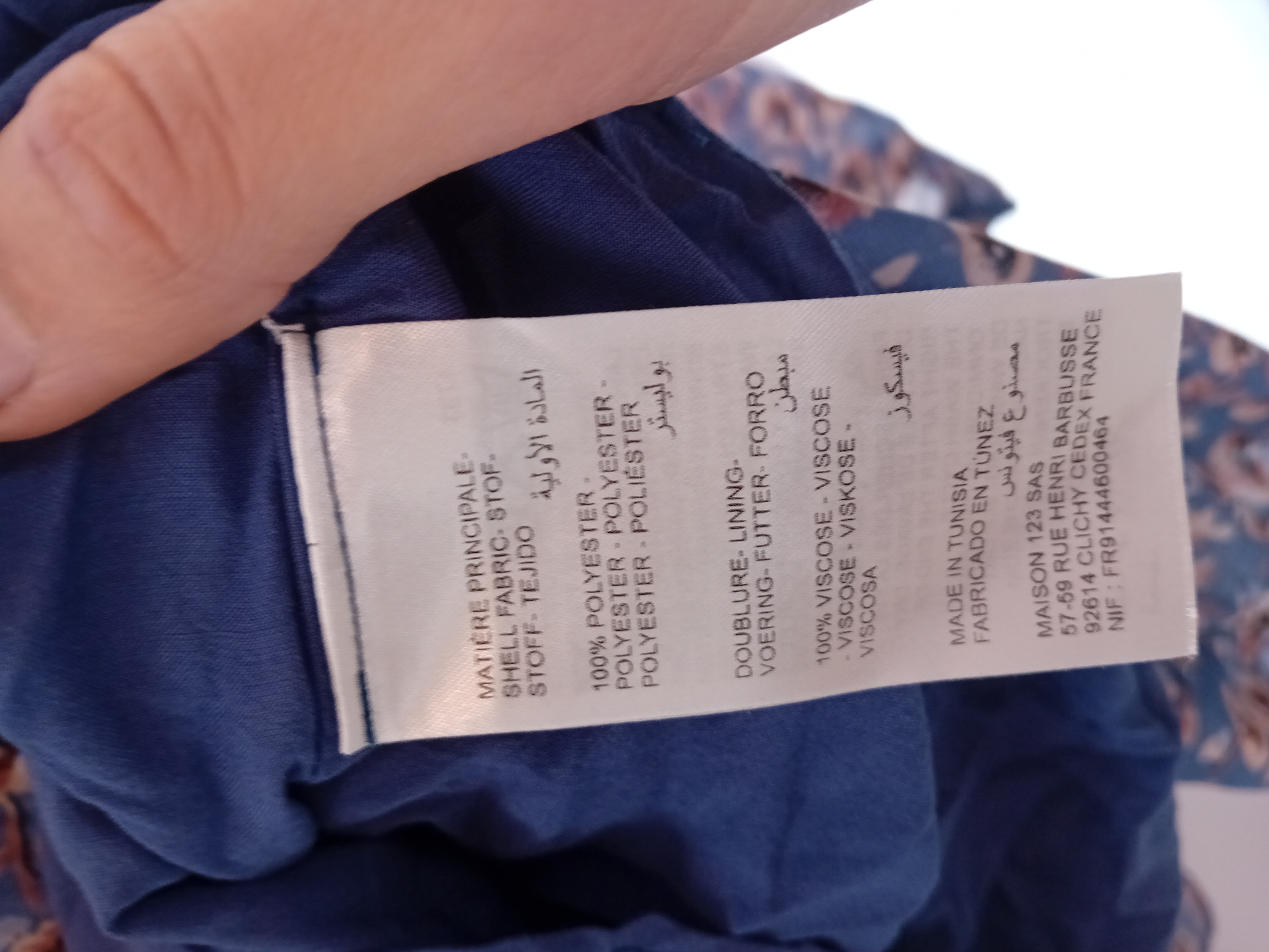 Blouse Fleurie Smockée Maison 123 Bleue S 36 (T4161) Très bon état - Vue 7 - 