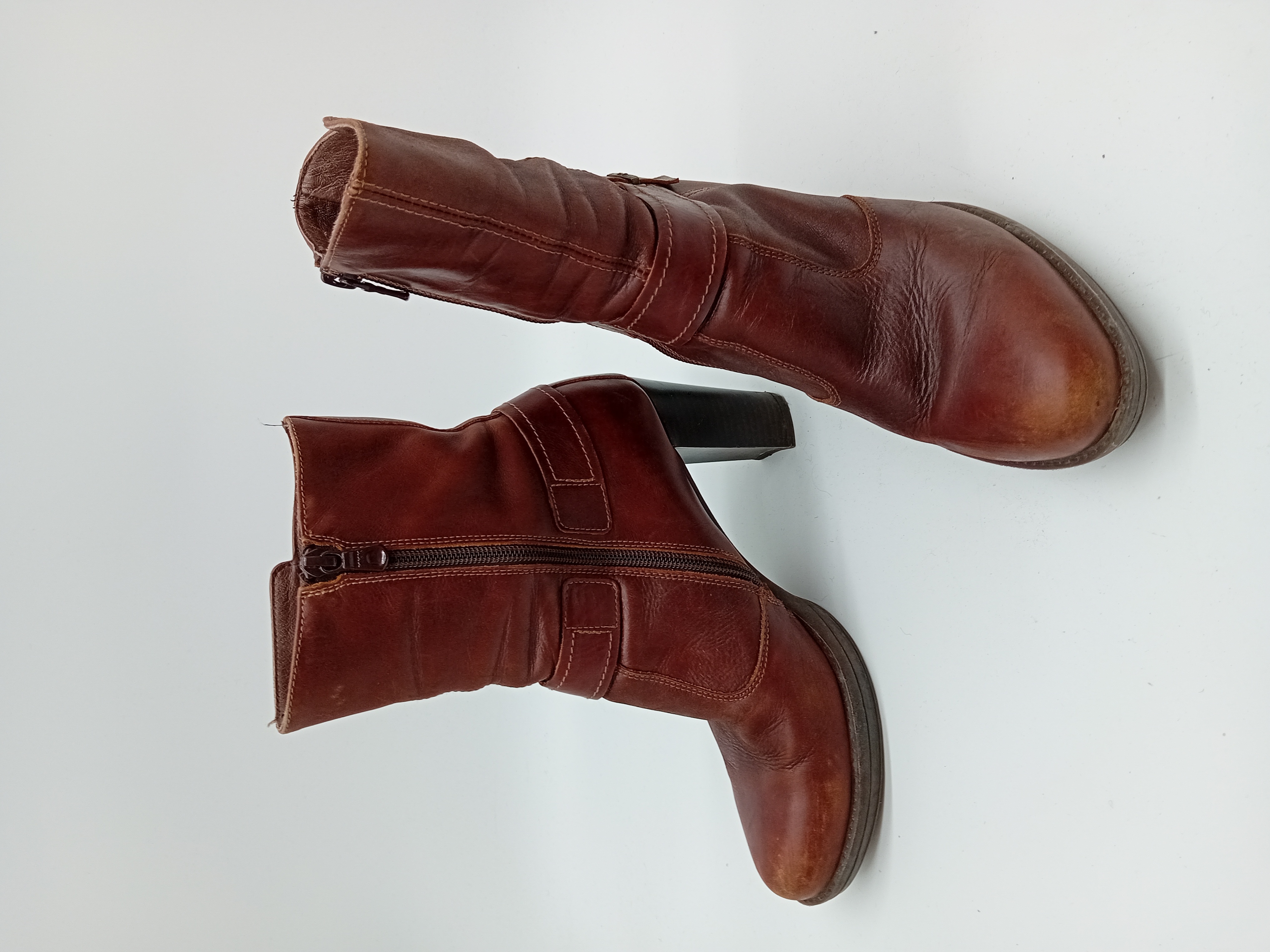 Bottines Cuir Marron Nero Giardini Talon Bloc Taille 38 (T4727) Bon état - Vue 3 - 