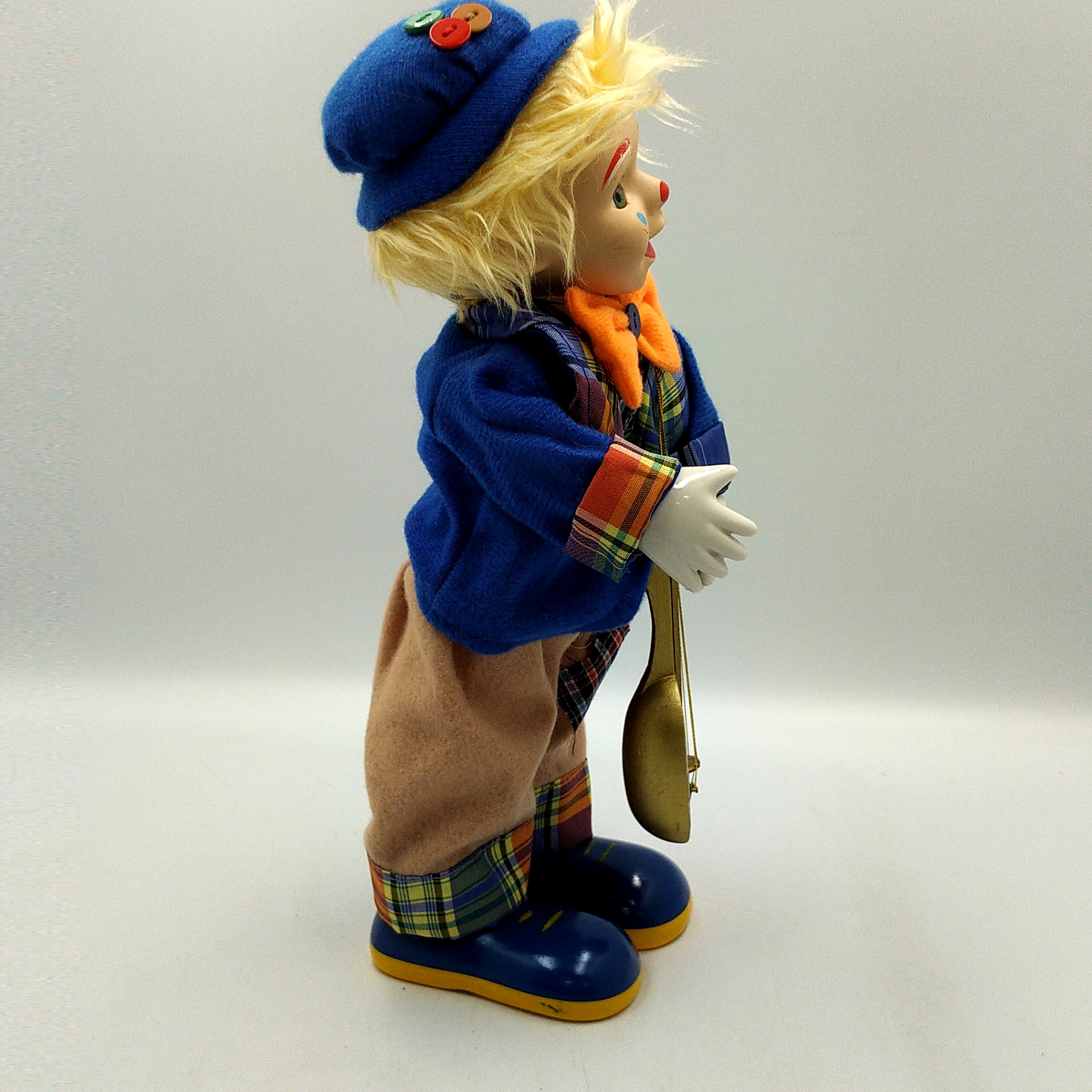 Clown musical, automate en porcelaine avec sa guitare, 32 cm, Vintage. Très bon état - Vue 5 - 