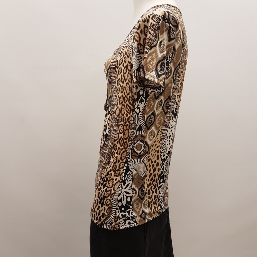 Top marron imprimé ethnique et animal - ARMAND THIERY - taille 2 - Photo 1