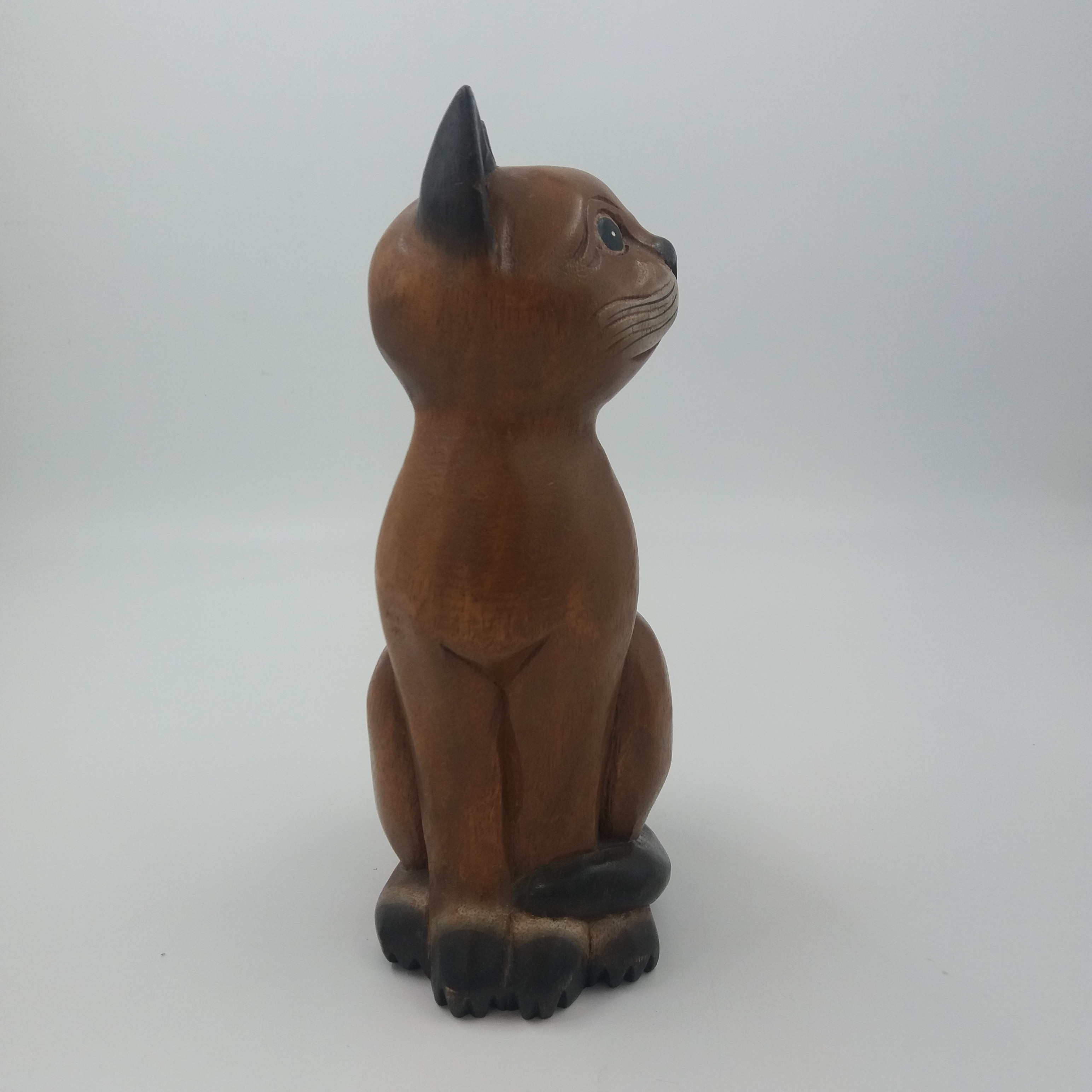 Sculpture chat en bois polychrome - Photo 2